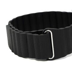 Comfort Band Embr Wave 2 Black, Faux Vegan Leather