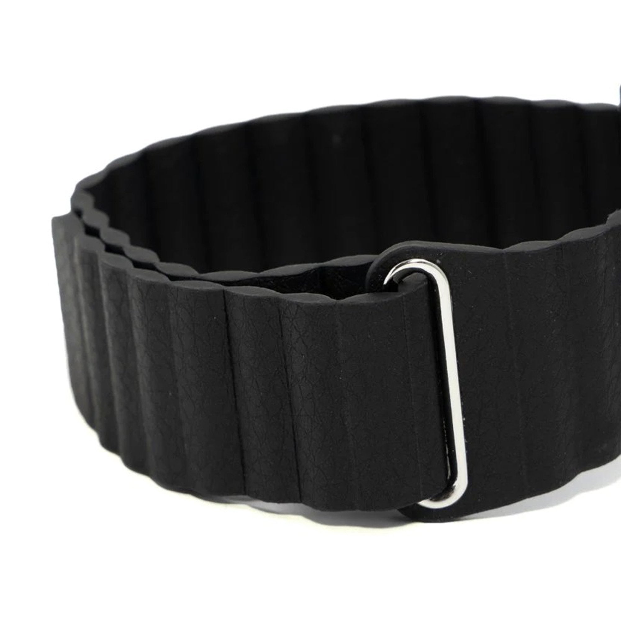 Comfort Band Embr Wave 2 Black, Faux Vegan Leather