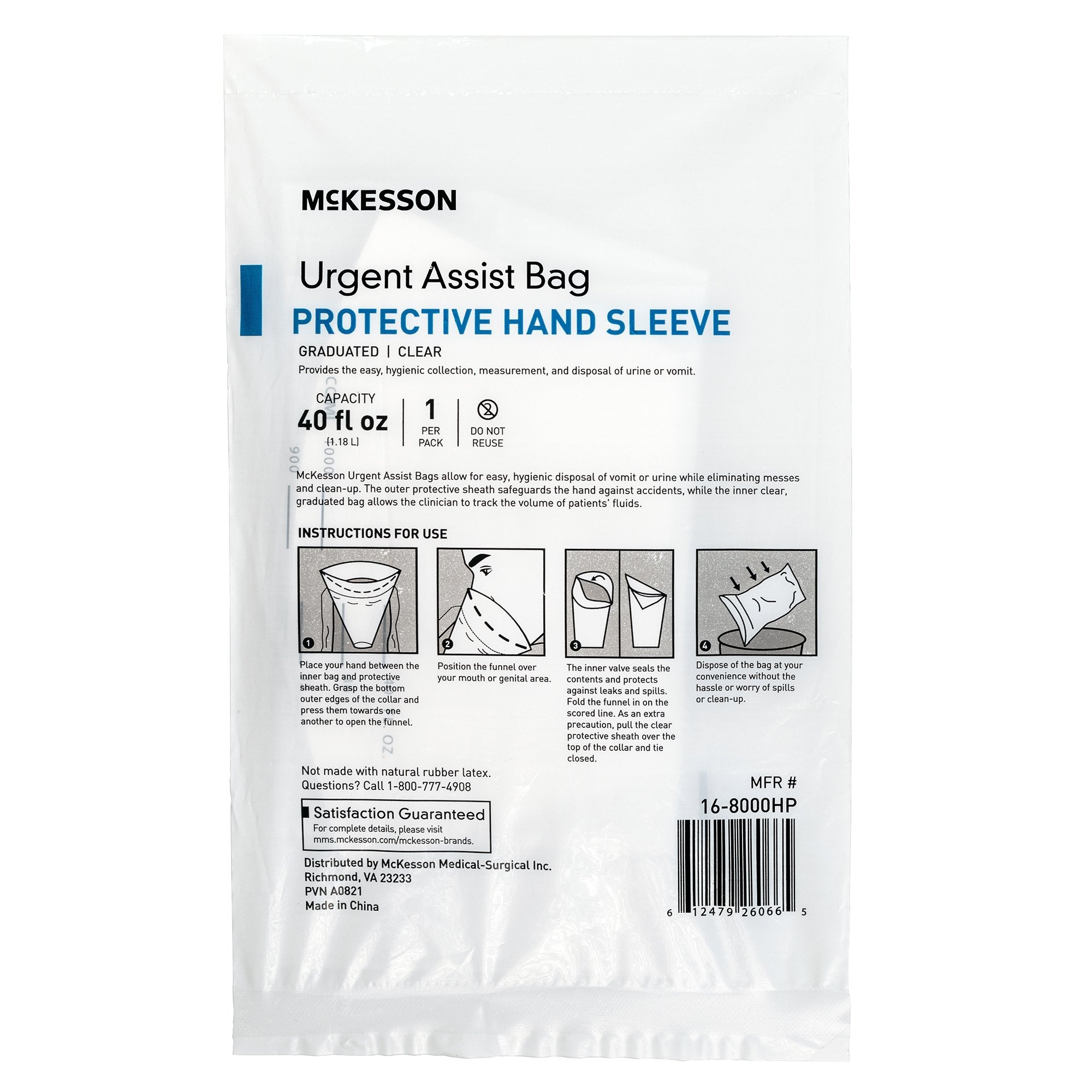 emesis bag mckesson 40 oz clear packaging type case