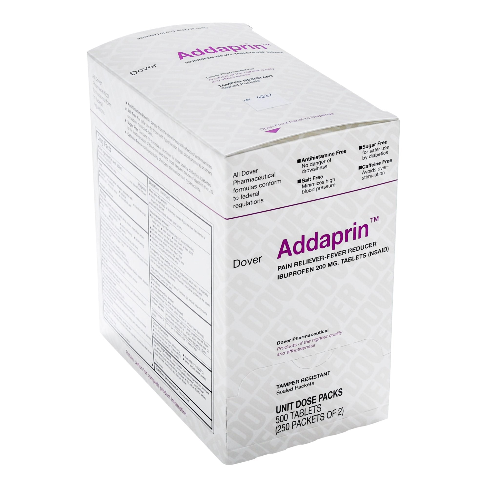 Pain Relief Addaprin 200 mg Strength Ibuprofen Tablet 250 per Box