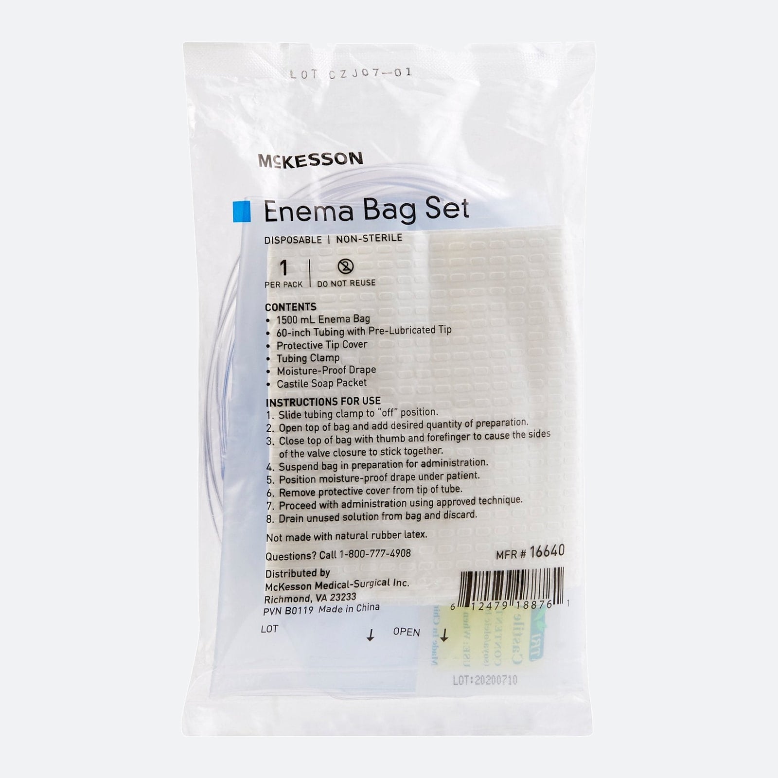 Enema Bag Set McKesson NonSterile 1500 mL