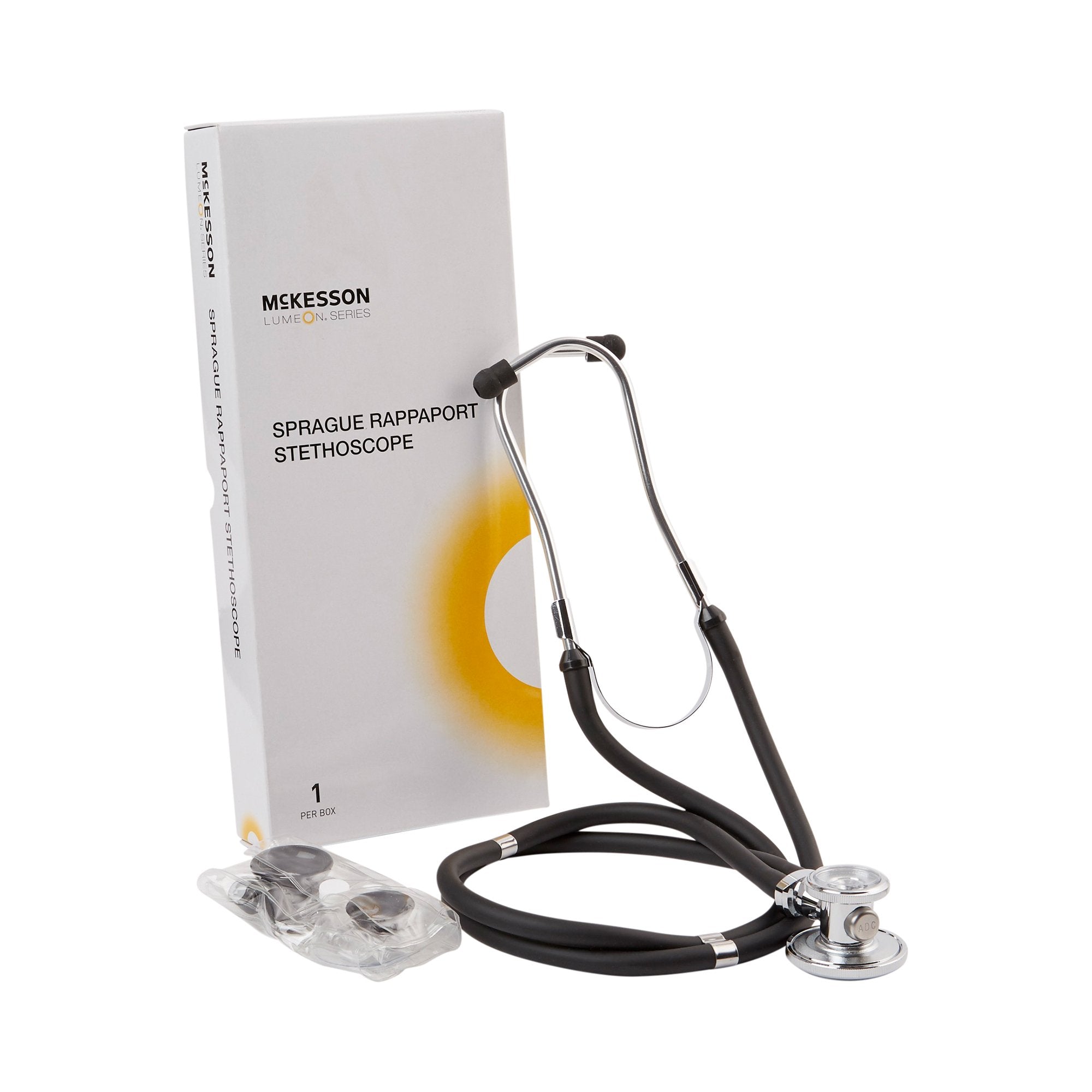 Sprague Stethoscope McKesson LUMEON Black 2-Tube 22 Inch Tube Double Sided Chestpiece, Packaging Type- Each