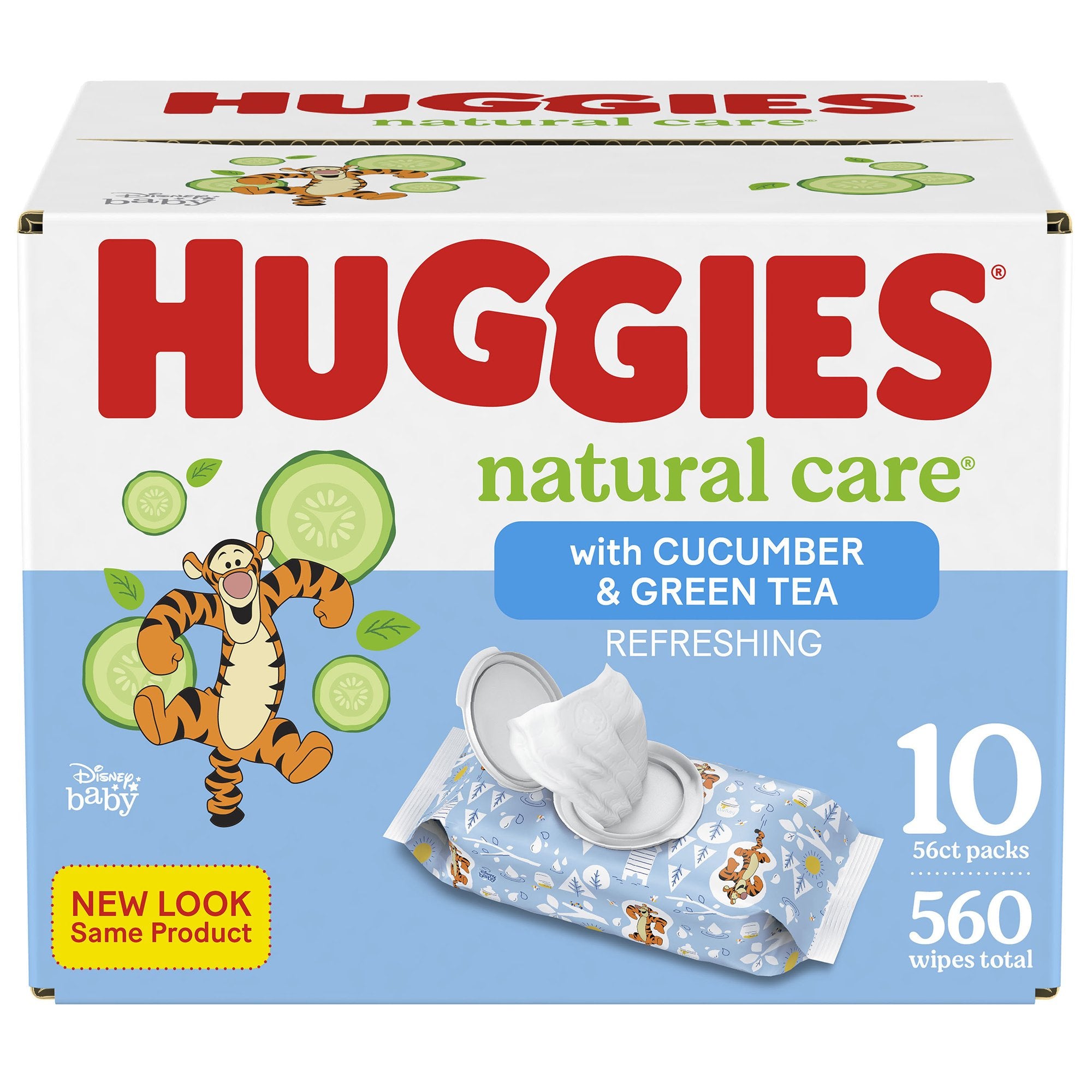 Baby Wipe Huggies Natural Care Refreshing Soft Pack Cucumber / Green Tea Scent 560 Count, Packaging Type- Case