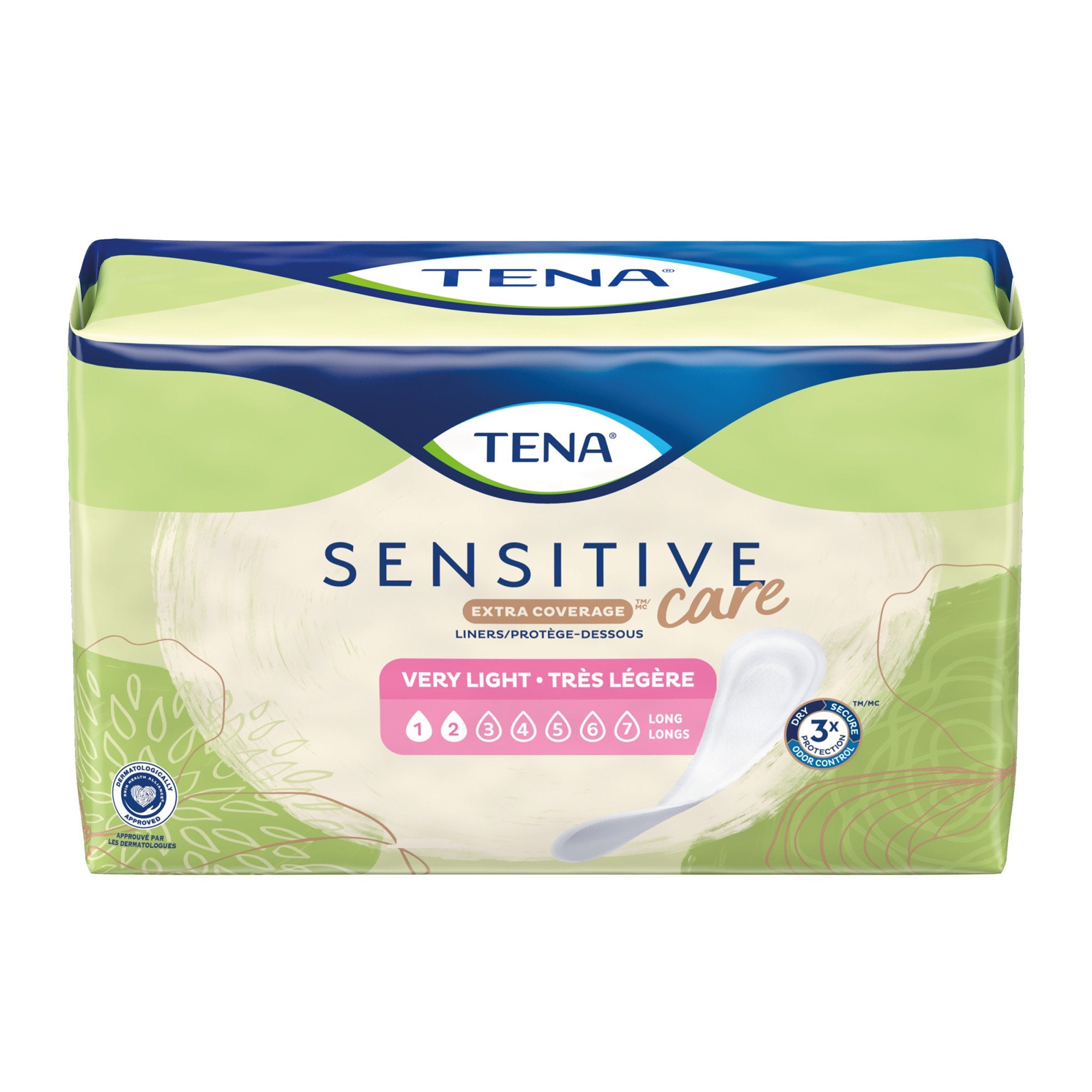 Bladder Control Pad TENA Sensitive Care Extra Coverage 9 Inch Length Light Absorbency Dry-Fast Core One Size Fits Most, Packaging Type- Case