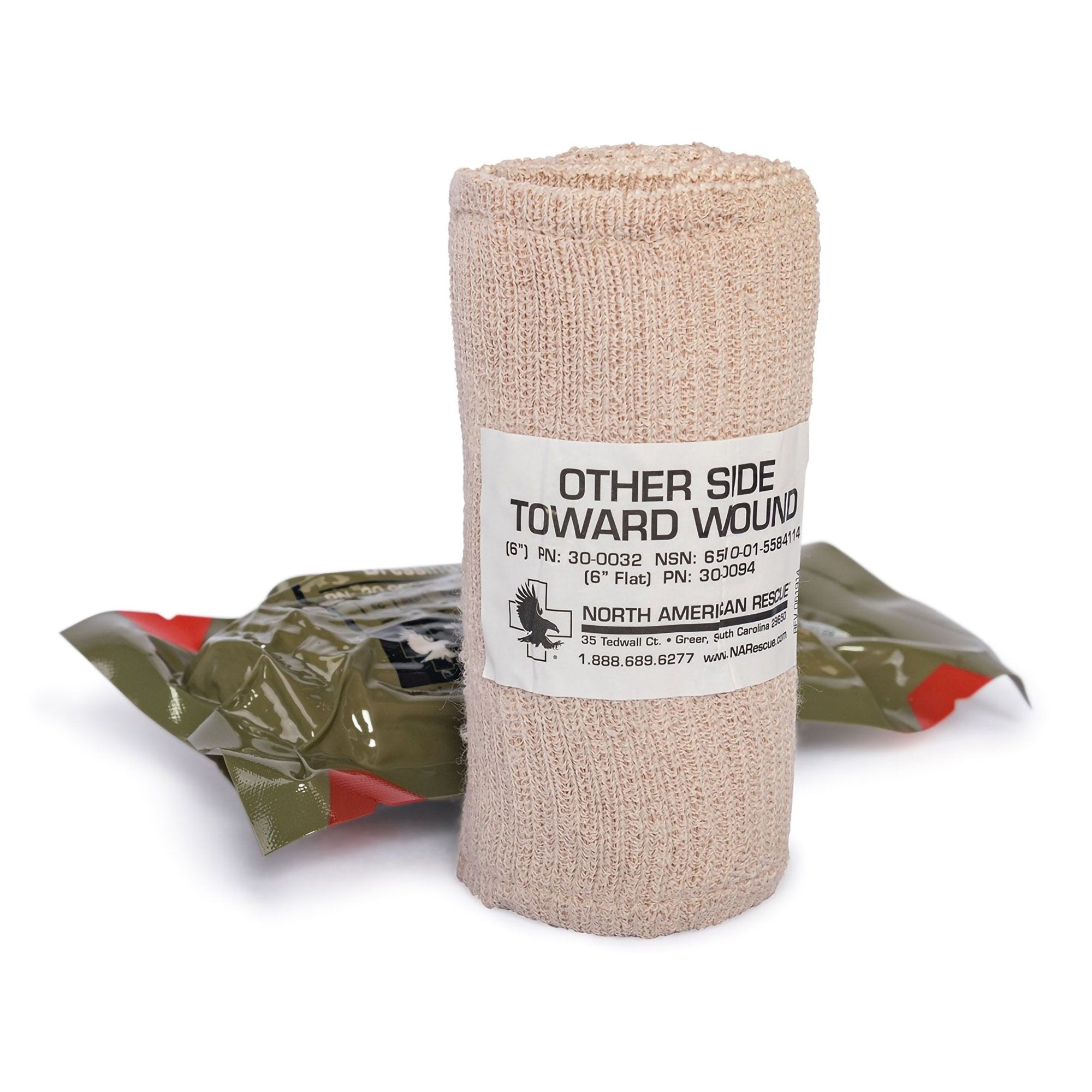 Trauma Pressure Dressing with Wrap ETD 6 X 70 Inch C Clasp Closure Tan / White Sterile Standard Compression