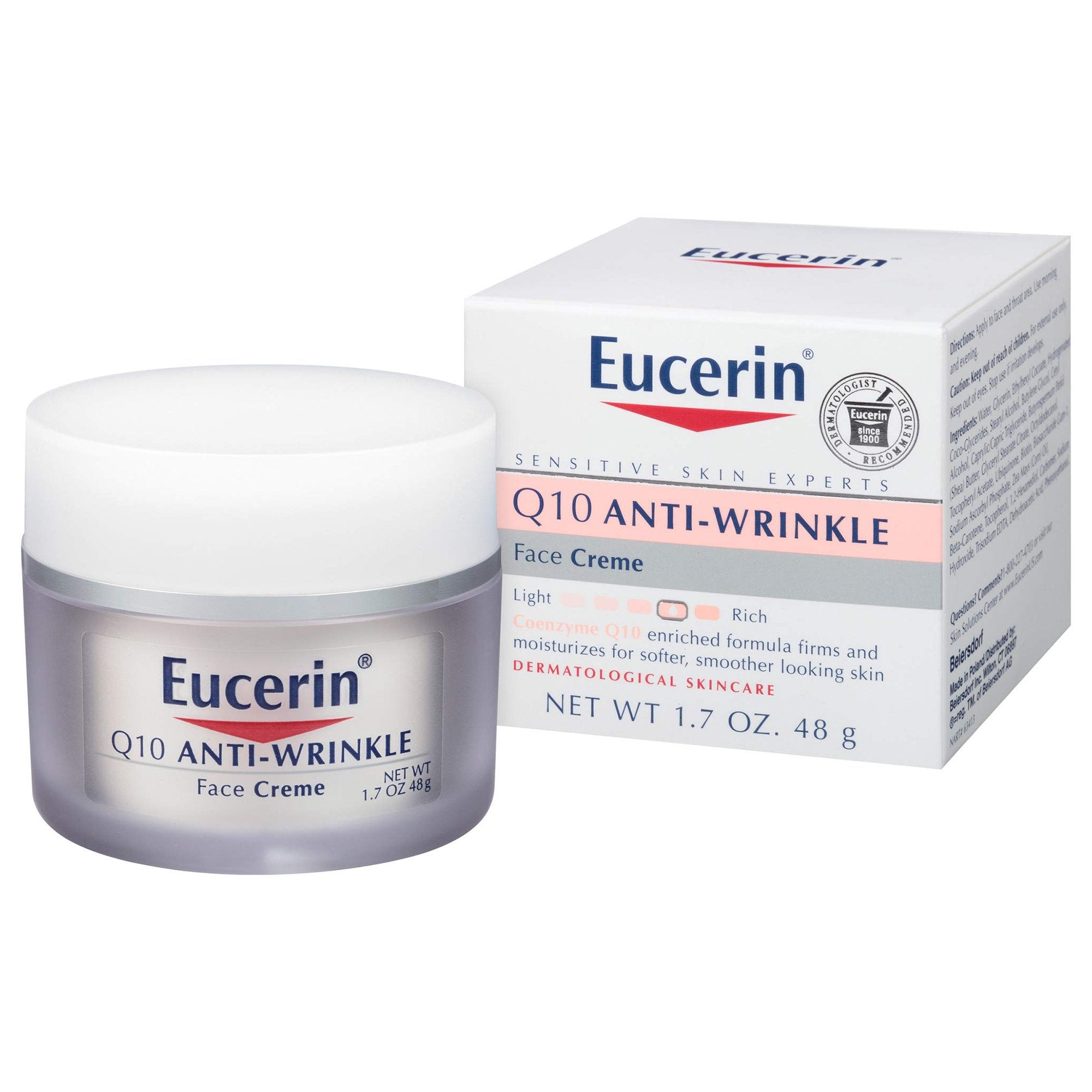 Facial Moisturizer Eucerin Q10 Anti Wrinkle Sensitive Skin 1.7 oz. Jar Unscented Cream