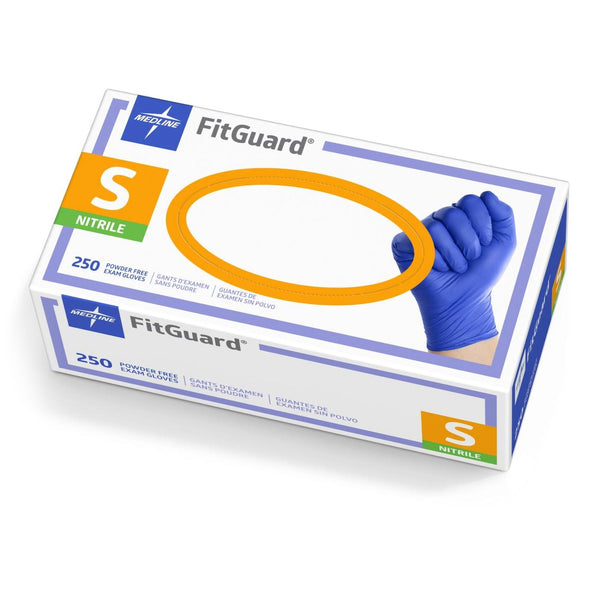 Exam Glove FitGuard Small NonSterile Nitrile Standard Cuff Length Textured Fingertips Dark Blue Chemo Tested