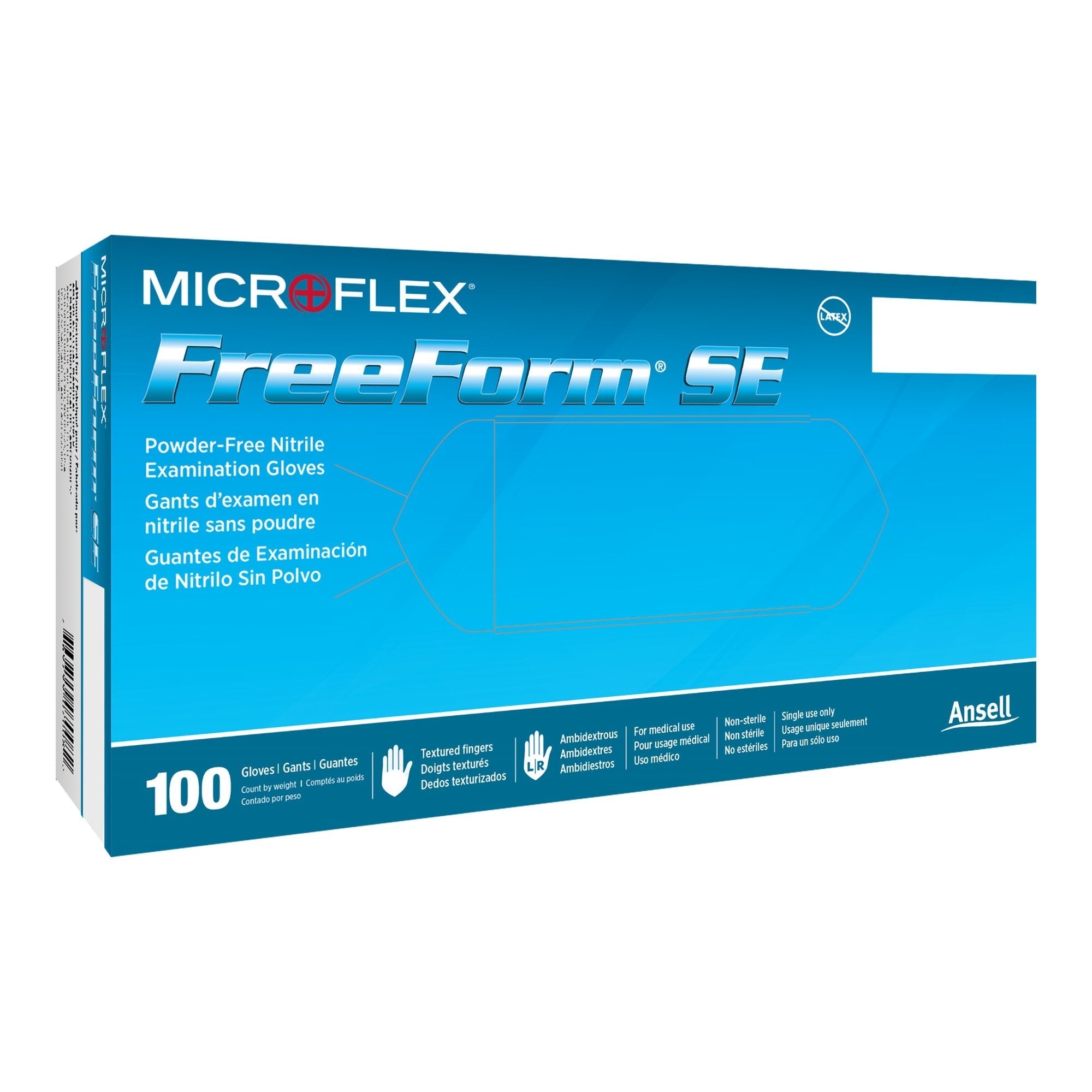 Exam Glove FreeForm SE Medium NonSterile Nitrile Standard Cuff Length Textured Fingertips Blue Not Rated