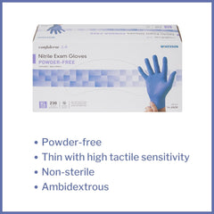 exam glove mckesson confiderm 3 0 x large nonsterile nitrile standard cuff length textured fingertips blue not rated packaging type box