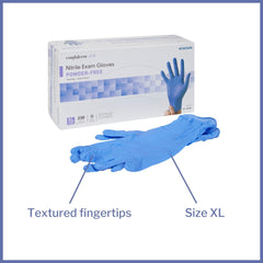 exam glove mckesson confiderm 3 0 x large nonsterile nitrile standard cuff length textured fingertips blue not rated packaging type box