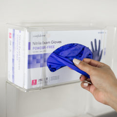 exam glove mckesson confiderm 3 5c small nonsterile nitrile standard cuff length textured fingertips blue chemo tested packaging type box