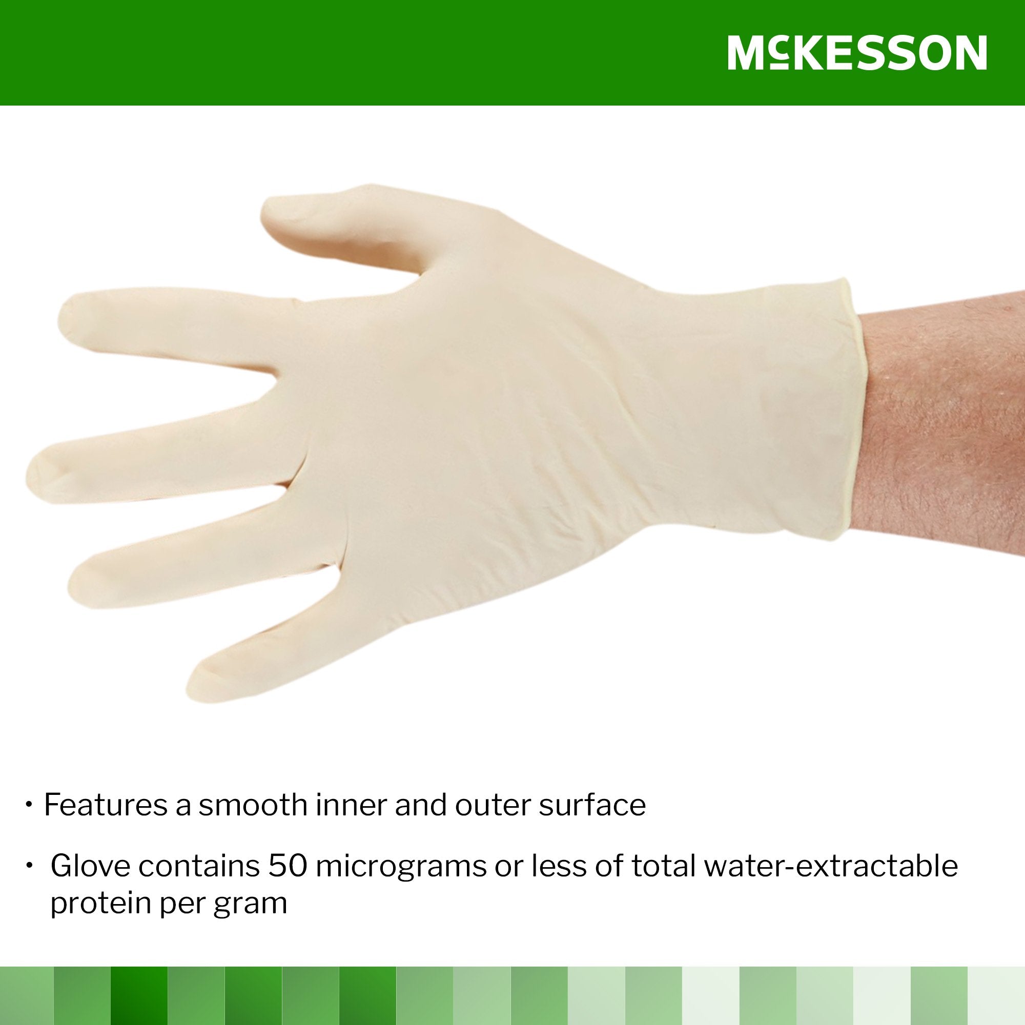 exam glove mckesson confiderm large nonsterile latex standard cuff length smooth ivory not rated packaging type box