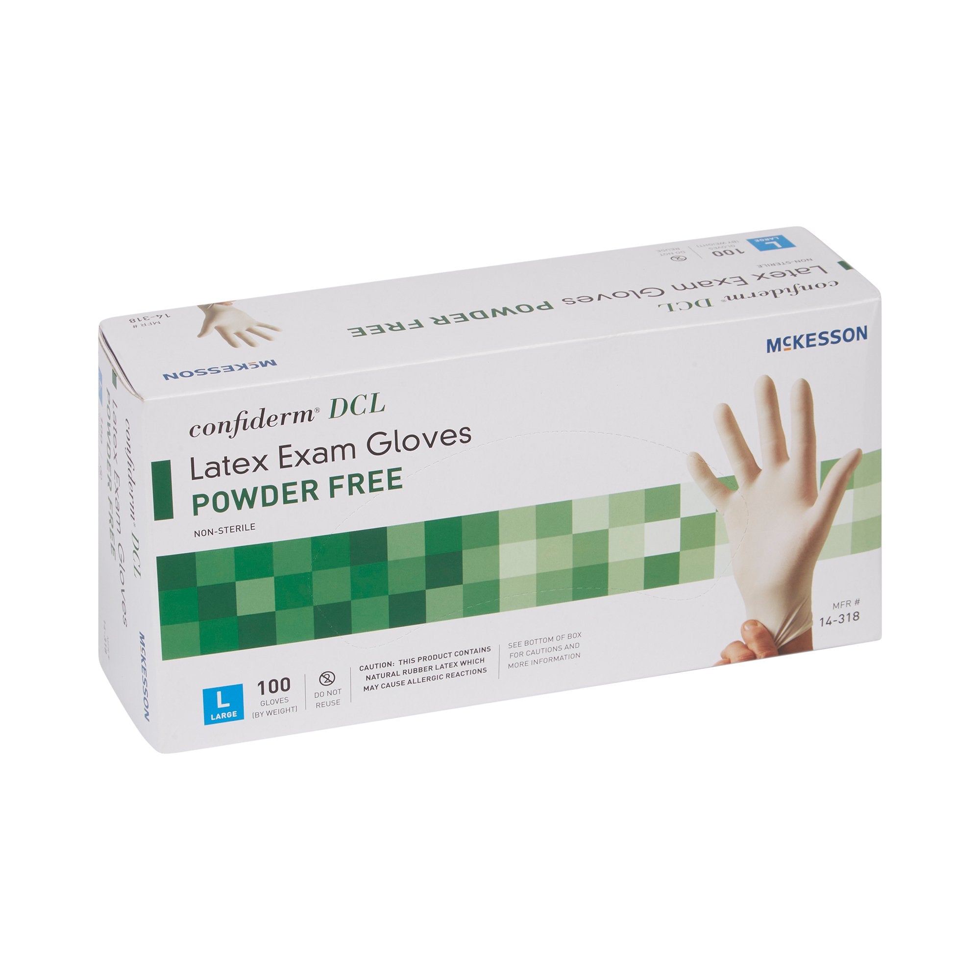 exam glove mckesson confiderm large nonsterile latex standard cuff length smooth ivory not rated packaging type box