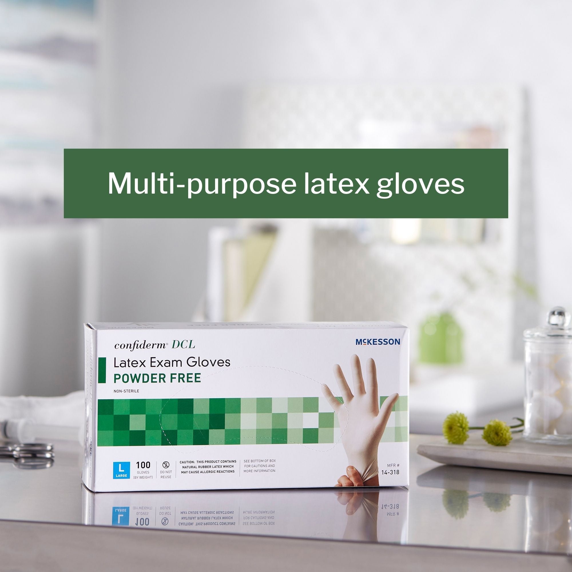 exam glove mckesson confiderm large nonsterile latex standard cuff length smooth ivory not rated packaging type box