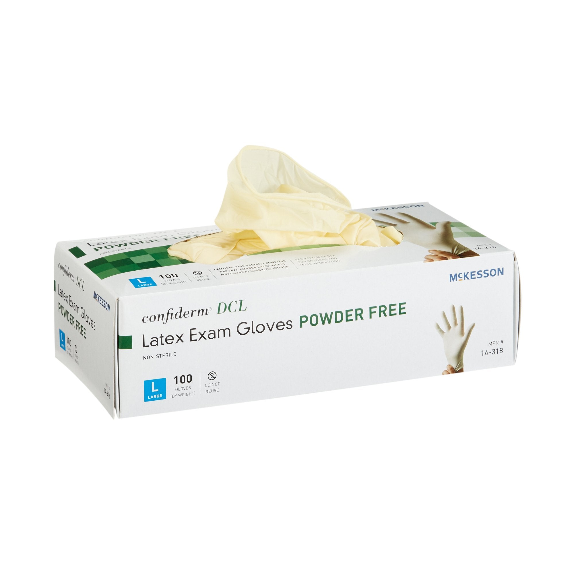 Exam Glove McKesson Confiderm Large NonSterile Latex Standard Cuff Length Smooth Ivory Not Rated