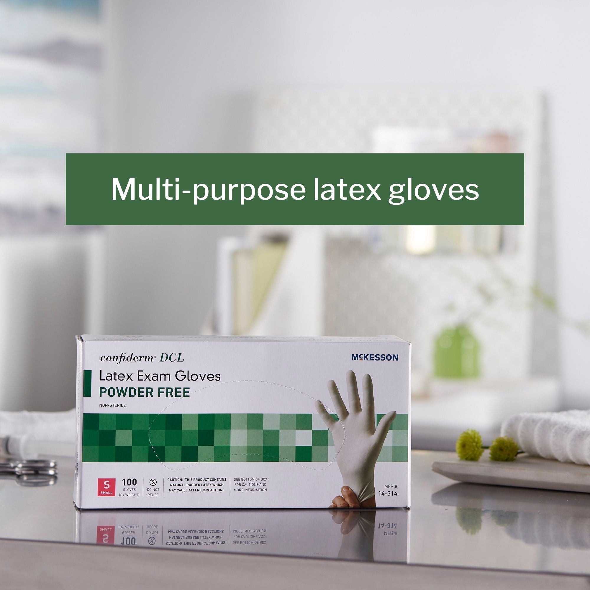 exam glove mckesson confiderm small nonsterile latex standard cuff length smooth ivory not rated packaging type box