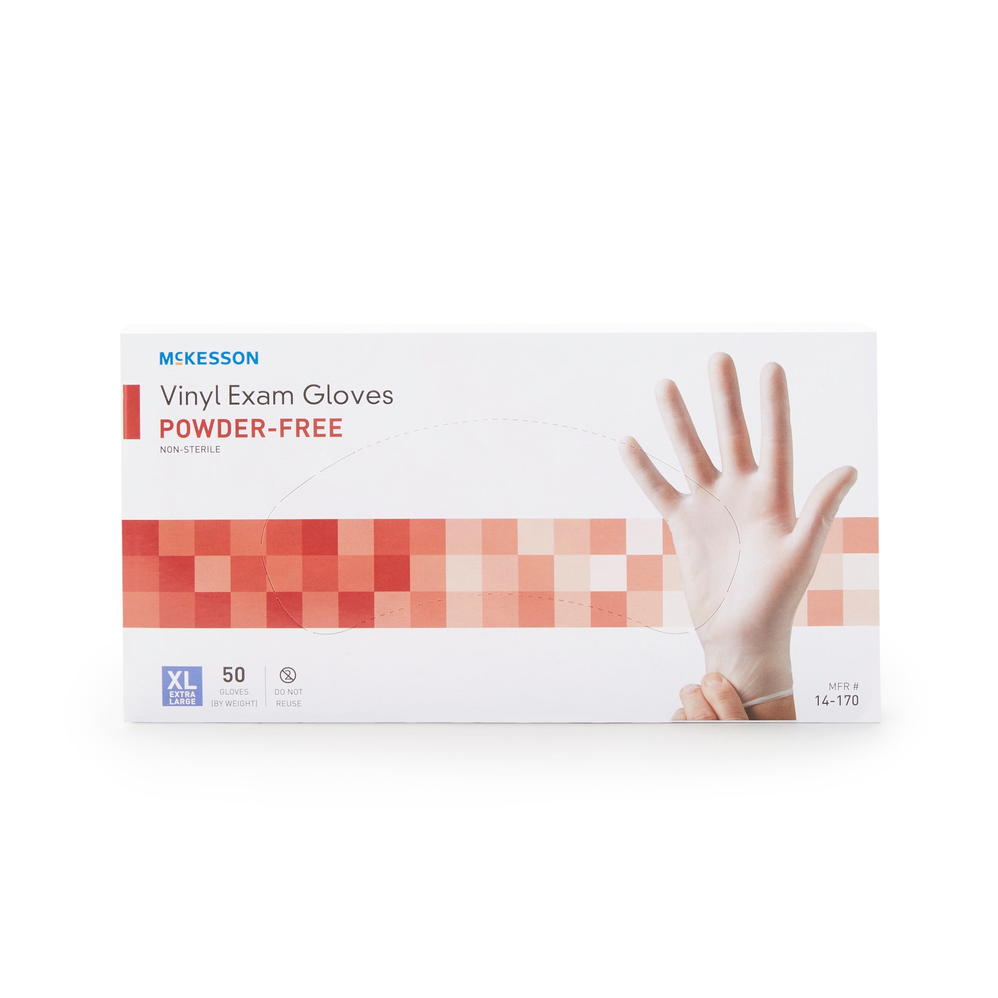 exam glove mckesson confiderm x large nonsterile vinyl standard cuff length smooth clear not rated packaging type box