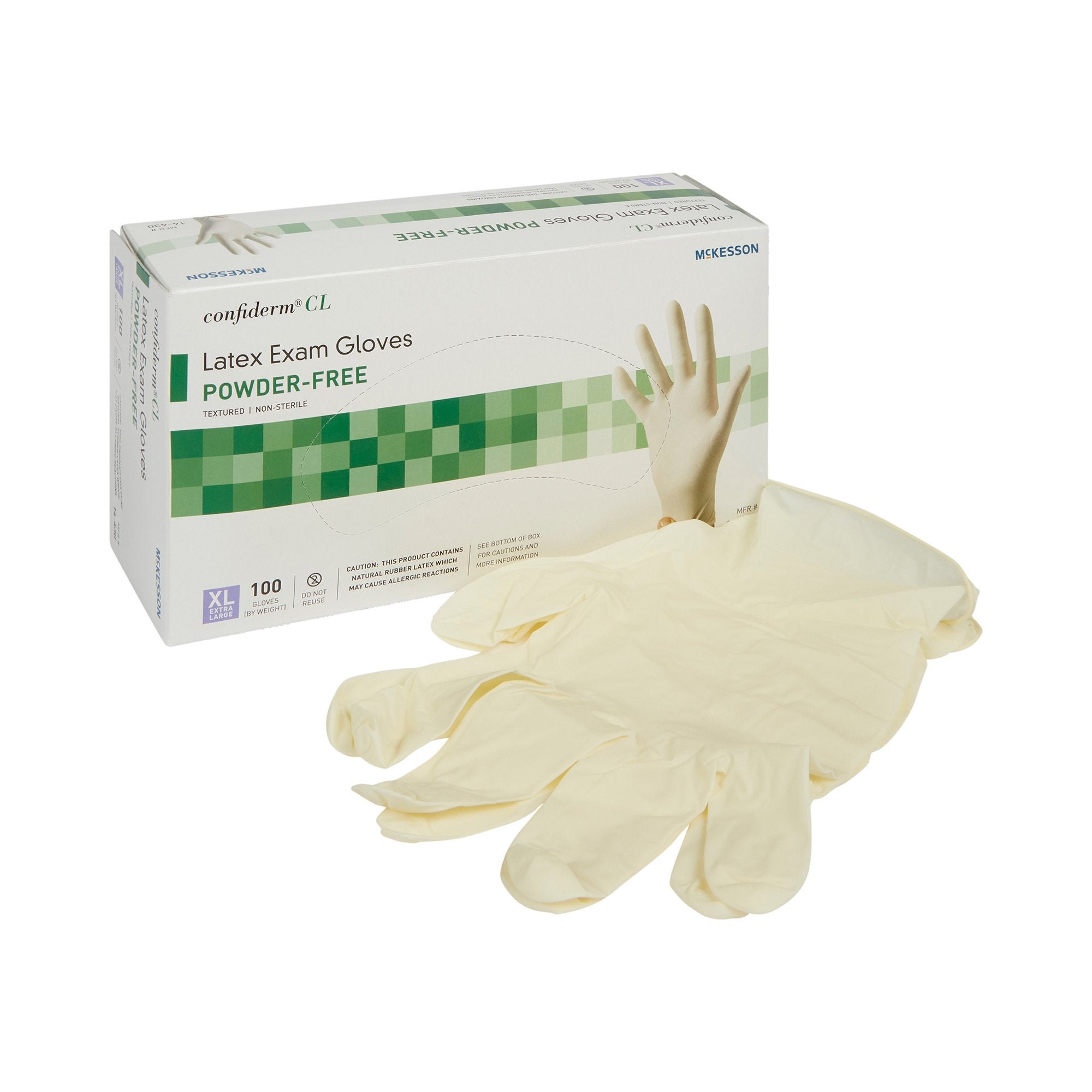 Exam Glove McKesson Confiderm X Large NonSterile Latex Standard Cuff Length Textured Fingertips Ivory Not Rated
