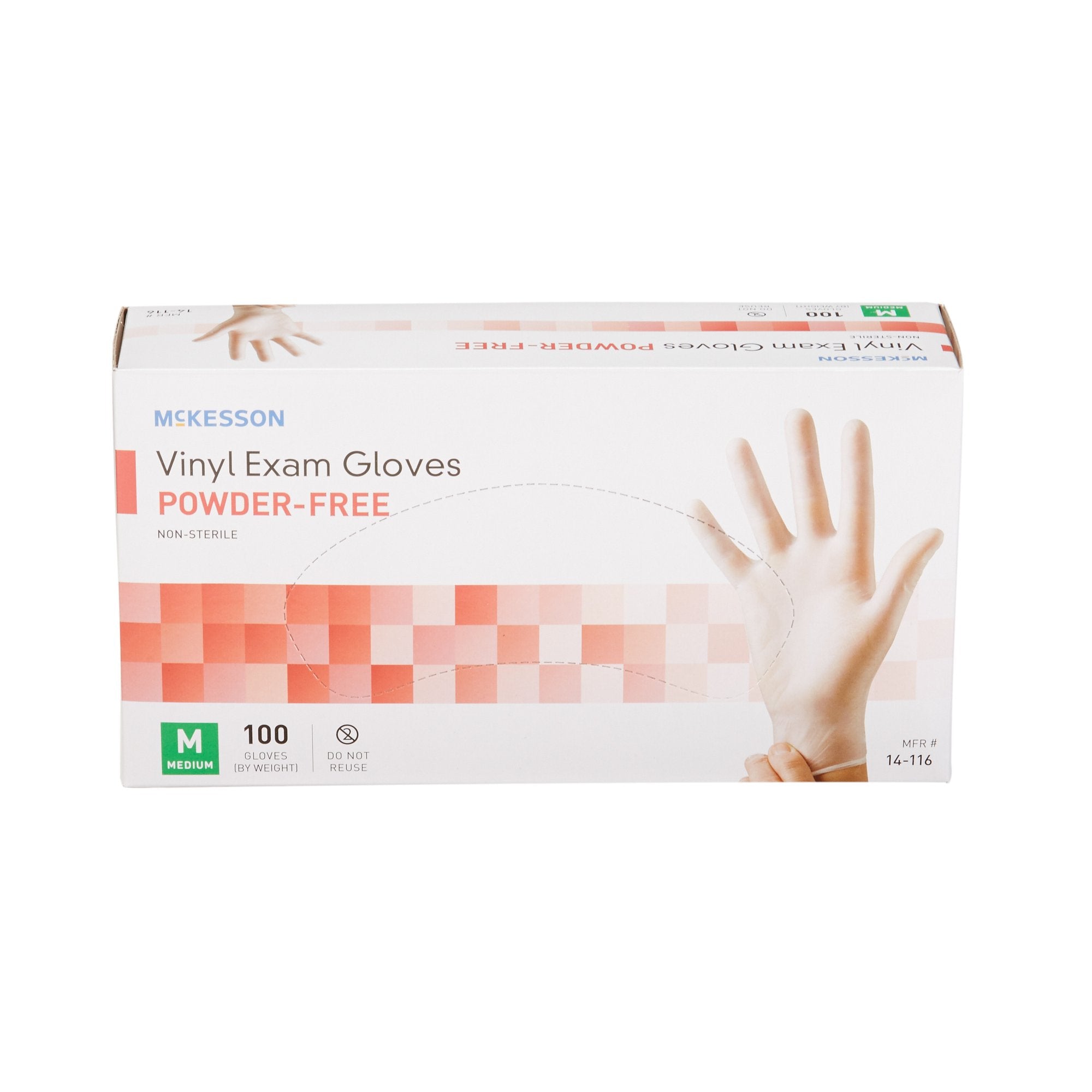 exam glove mckesson medium nonsterile vinyl standard cuff length smooth clear not rated packaging type box