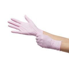 exam glove mckesson pink nitrile large nonsterile nitrile standard cuff length textured fingertips pink not rated packaging type box