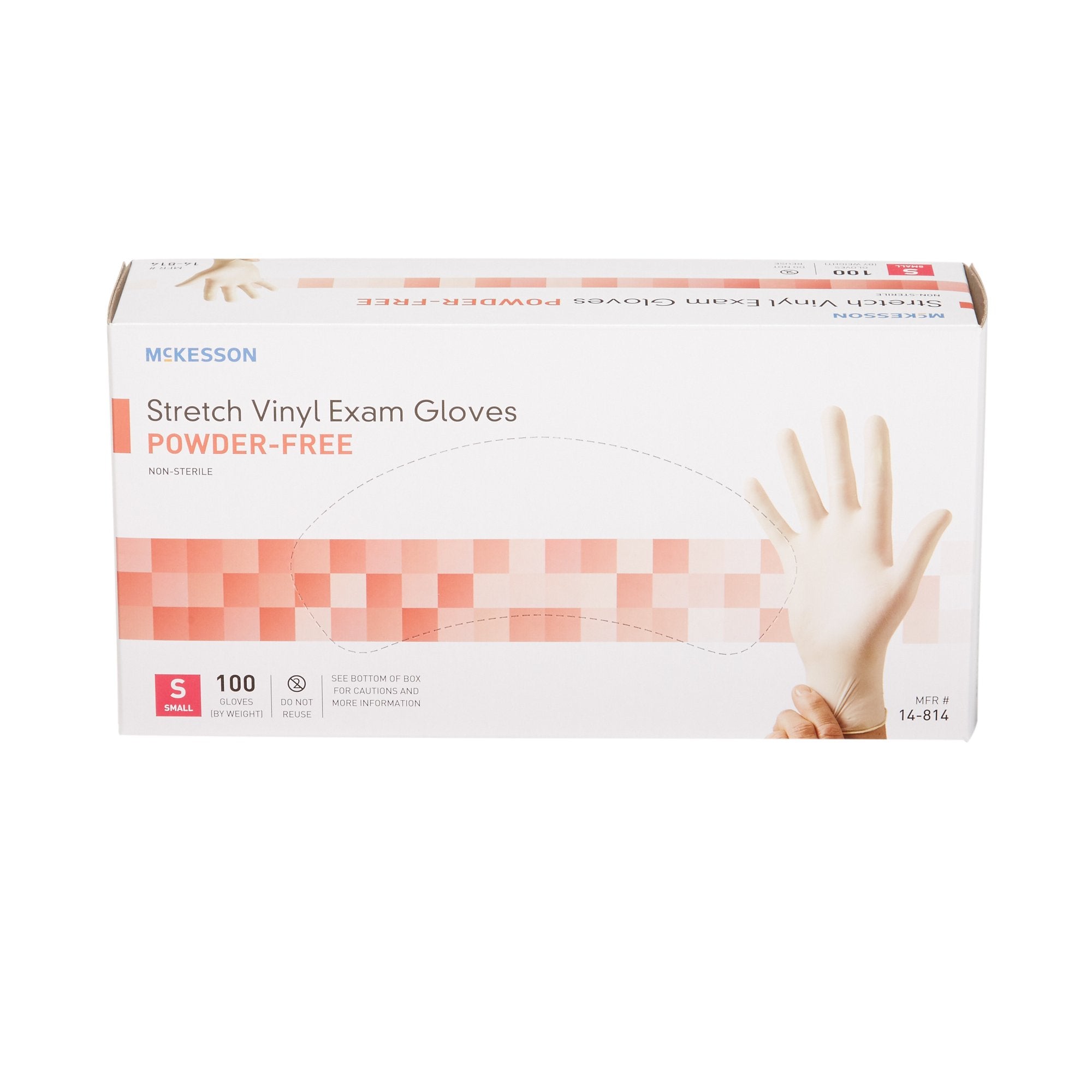 exam glove mckesson small nonsterile stretch vinyl standard cuff length smooth ivory not rated packaging type box