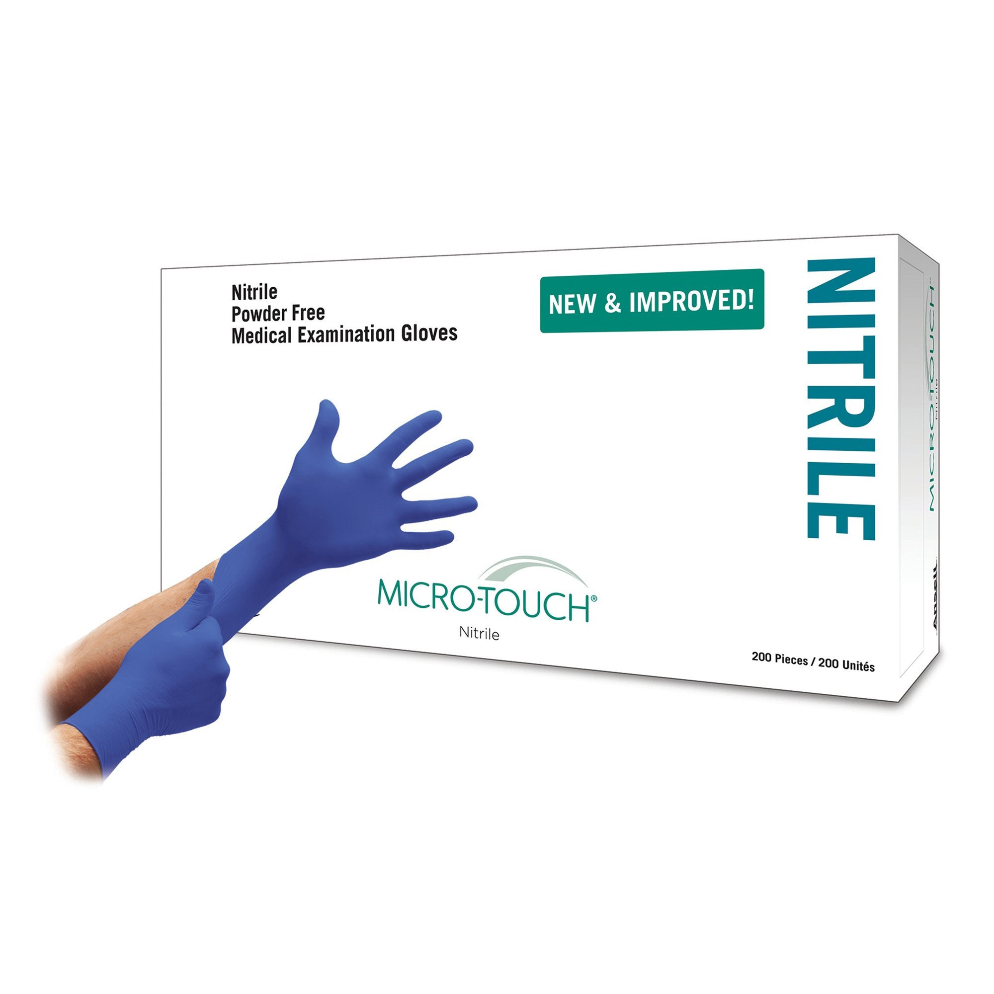 Exam Glove Micro Touch Nitrile X Small NonSterile Nitrile Standard Cuff Length Textured Fingertips Blue Chemo Tested