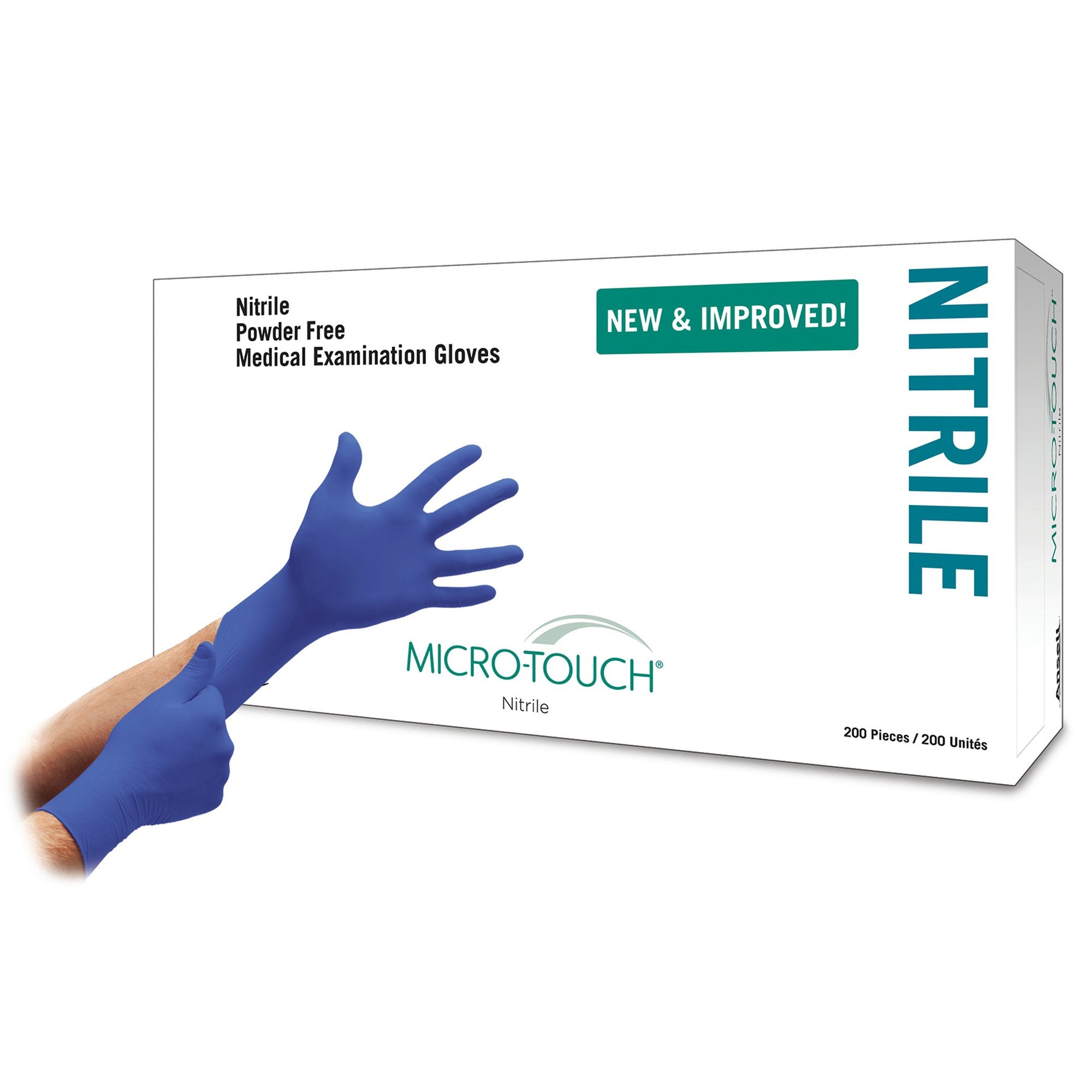 Exam Glove Micro Touch Nitrile Large NonSterile Nitrile Standard Cuff Length Textured Fingertips Blue Chemo Tested