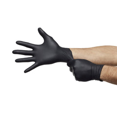 exam glove microflex midknight medium nonsterile nitrile standard cuff length fully textured black fentanyl tested packaging type case