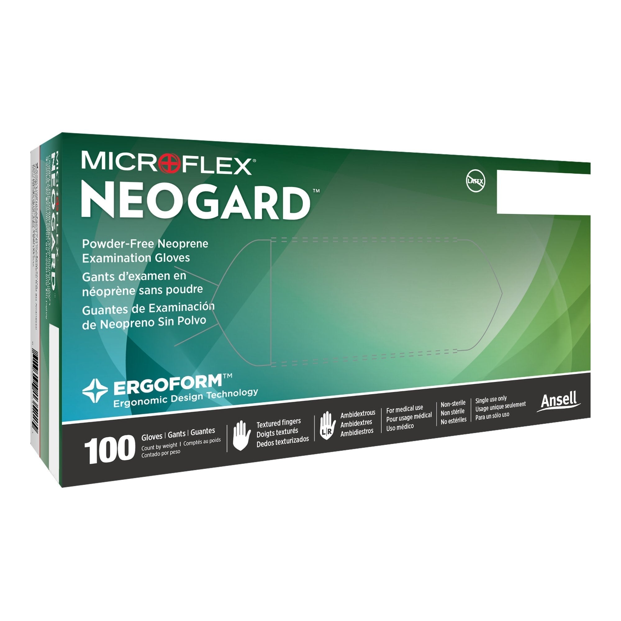 Exam Glove Neogard Small NonSterile Polychloroprene Standard Cuff Length Textured Fingertips Green Not Rated