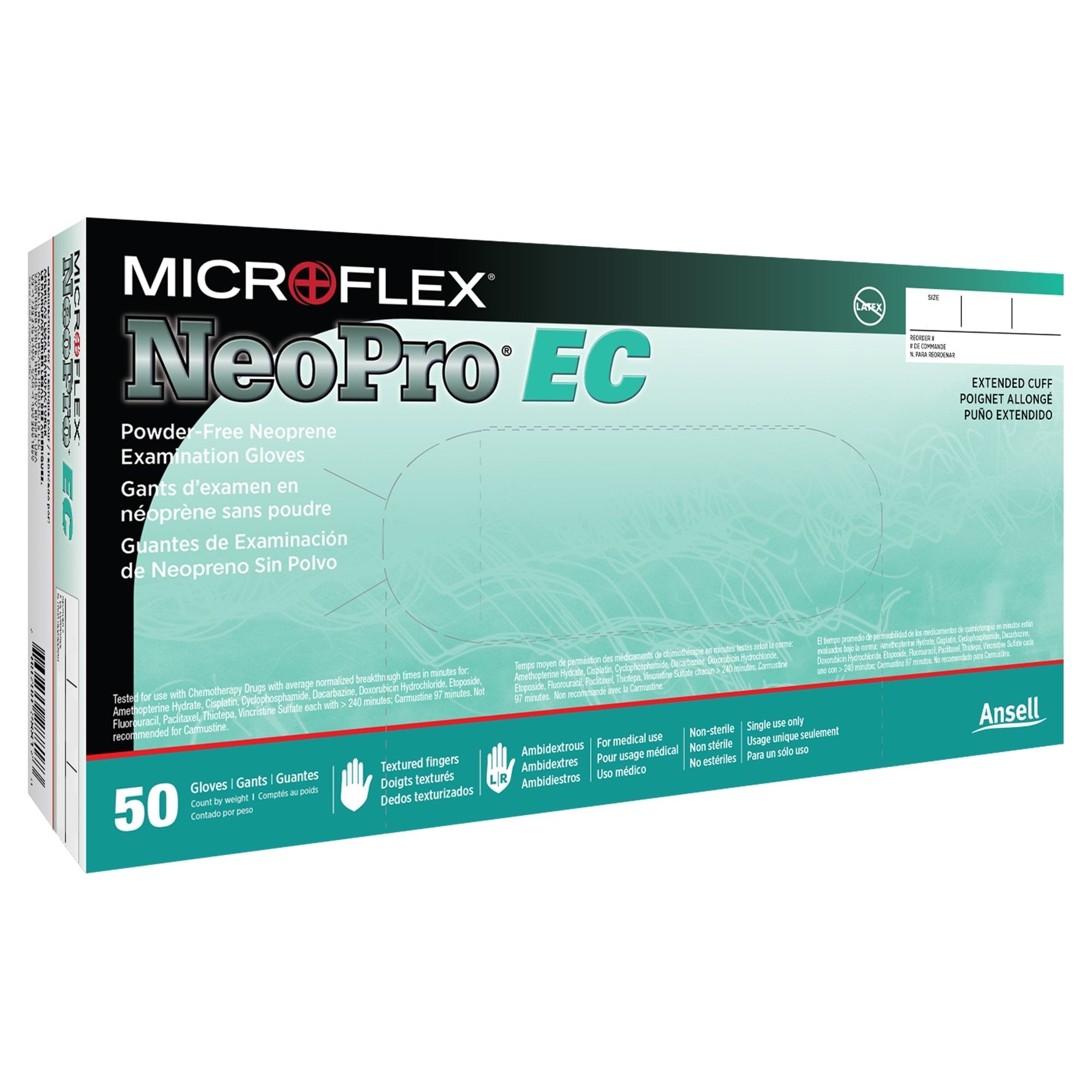 Exam Glove NeoPro EC Small NonSterile Polychloroprene Extended Cuff Length Textured Fingertips Green Chemo Tested