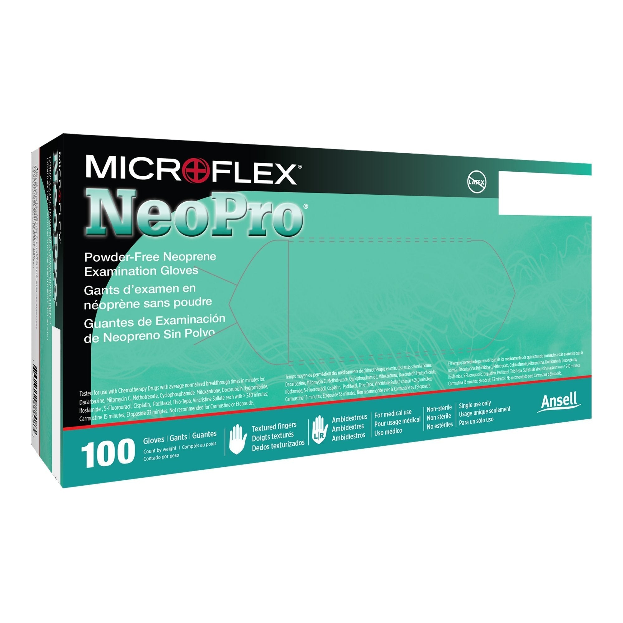 Exam Glove NeoPro Medium NonSterile Polychloroprene Standard Cuff Length Textured Fingertips Green Chemo Tested