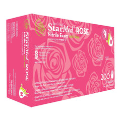 Exam Glove StarMed Rose Medium NonSterile Nitrile Standard Cuff Length Textured Fingertips Pink Not Rated