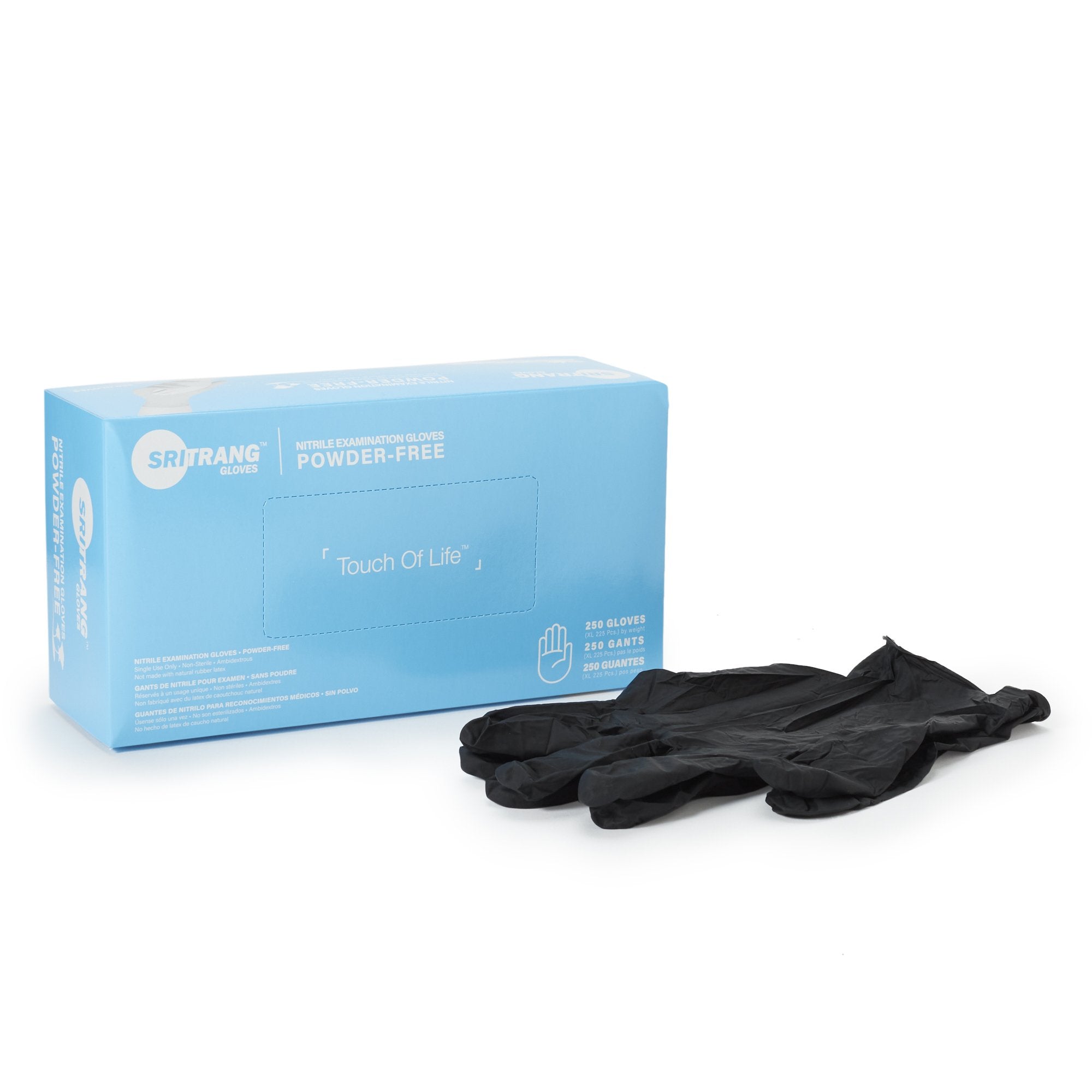 Exam Glove Touch of Life X Large NonSterile Nitrile Textured Fingertips Black Chemo Tested