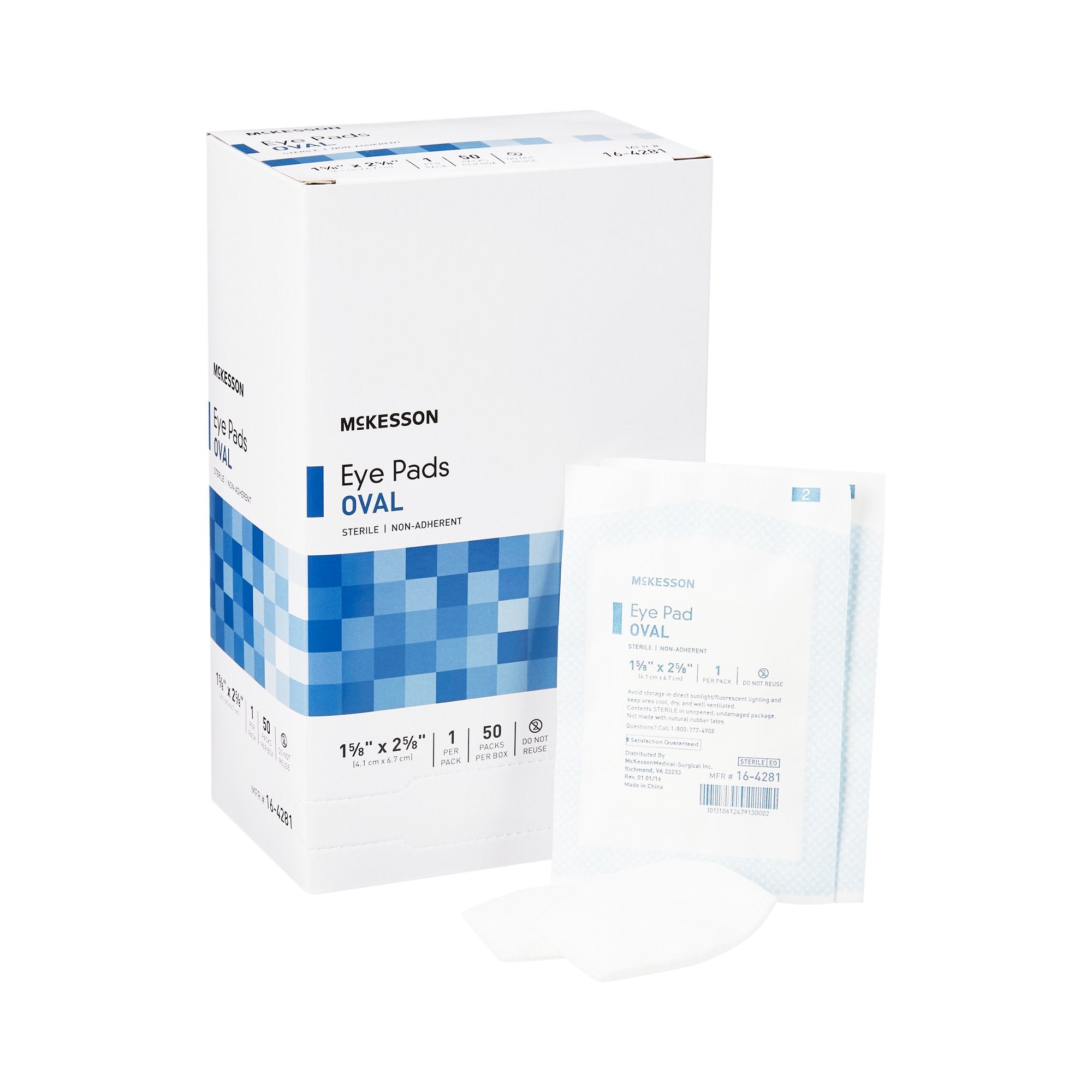 Eye Pad McKesson 1 5/8 X 2 5/8 Inch Sterile 1 per Pack