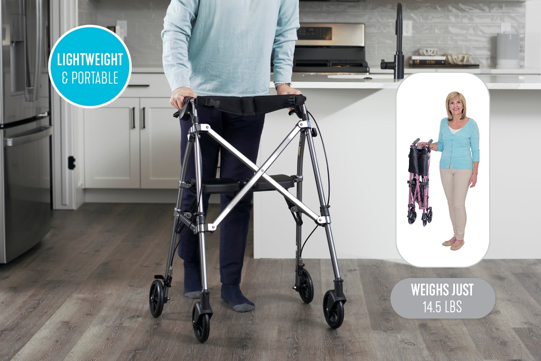 ez fold n go rollator black walnut each