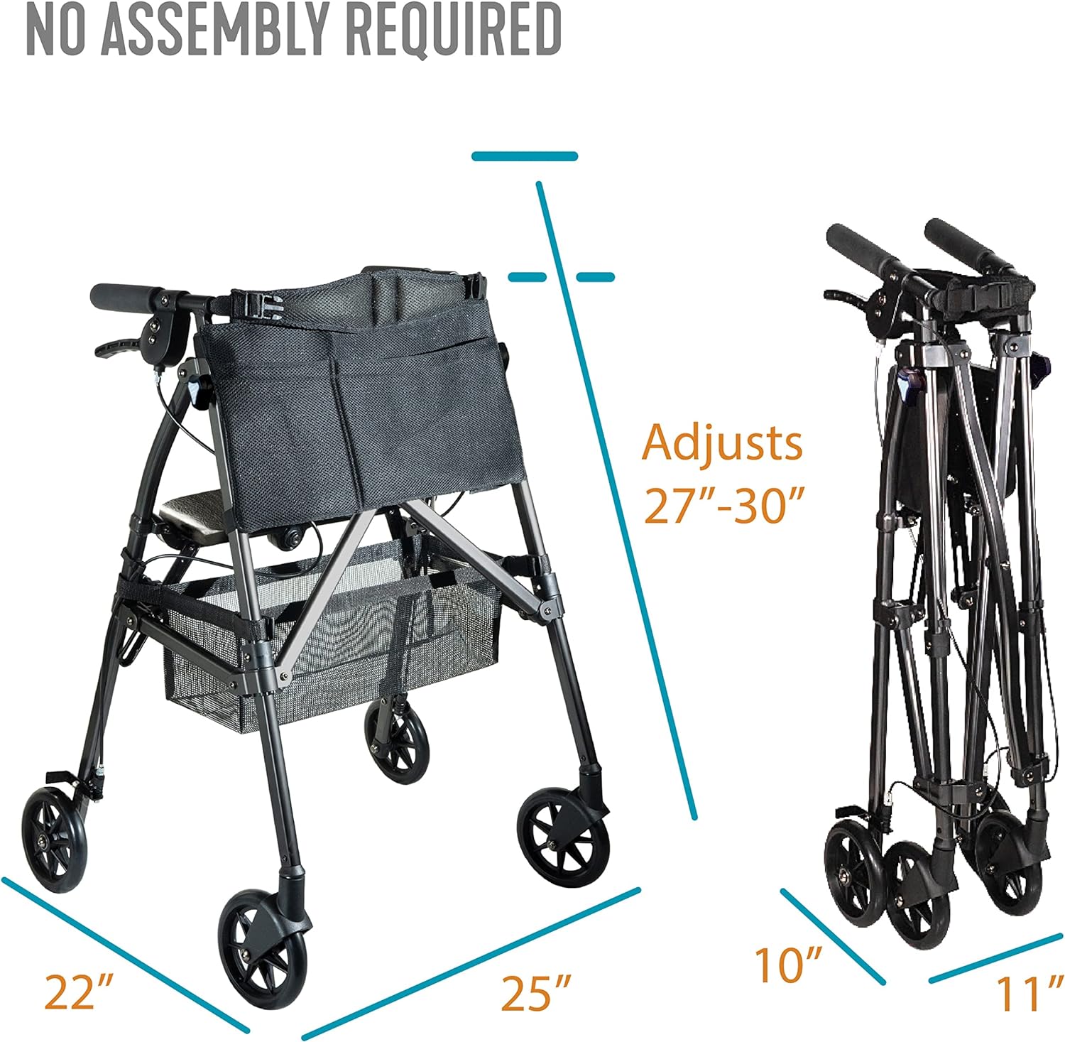 ez fold n go rollator cobalt blue each