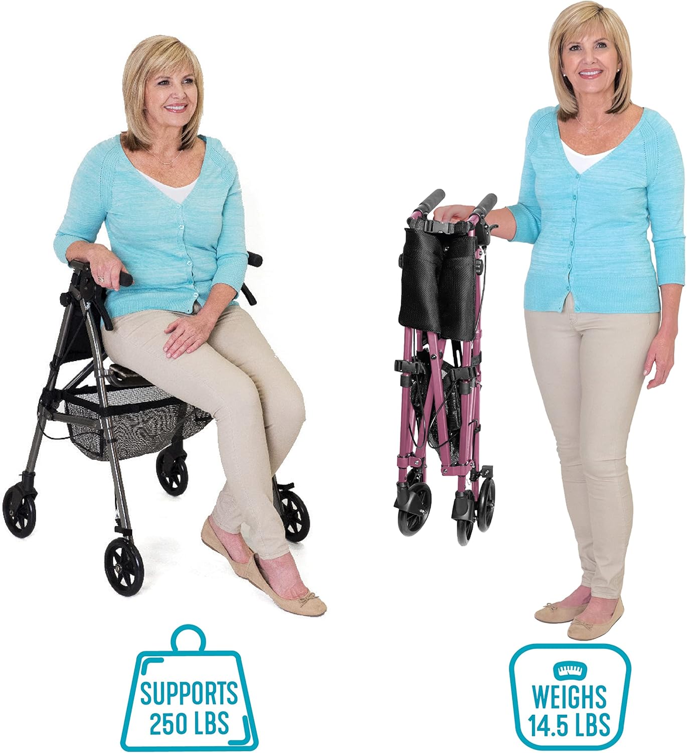 ez fold n go rollator cobalt blue each