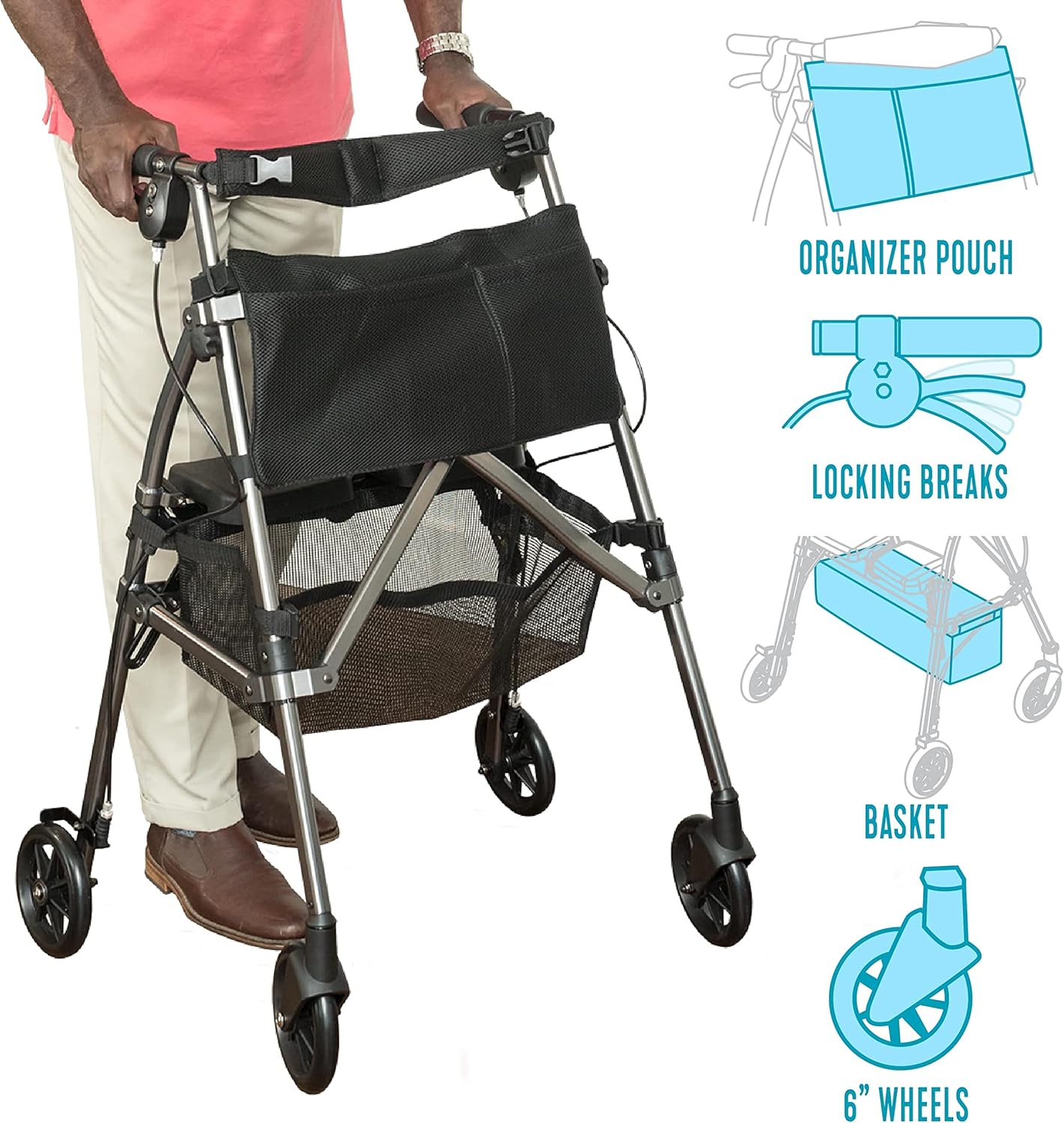 ez fold n go rollator cobalt blue each