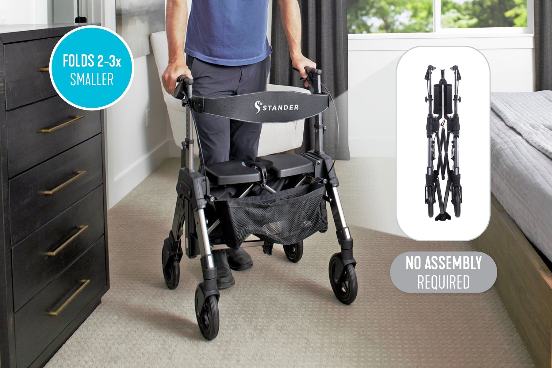ez fold n go rollator hd black walnut