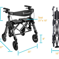 ez fold n go rollator hd black walnut