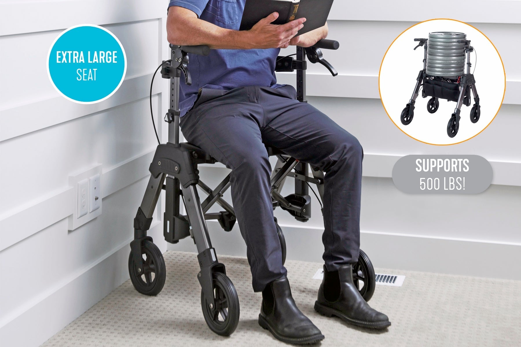 ez fold n go rollator hd black walnut