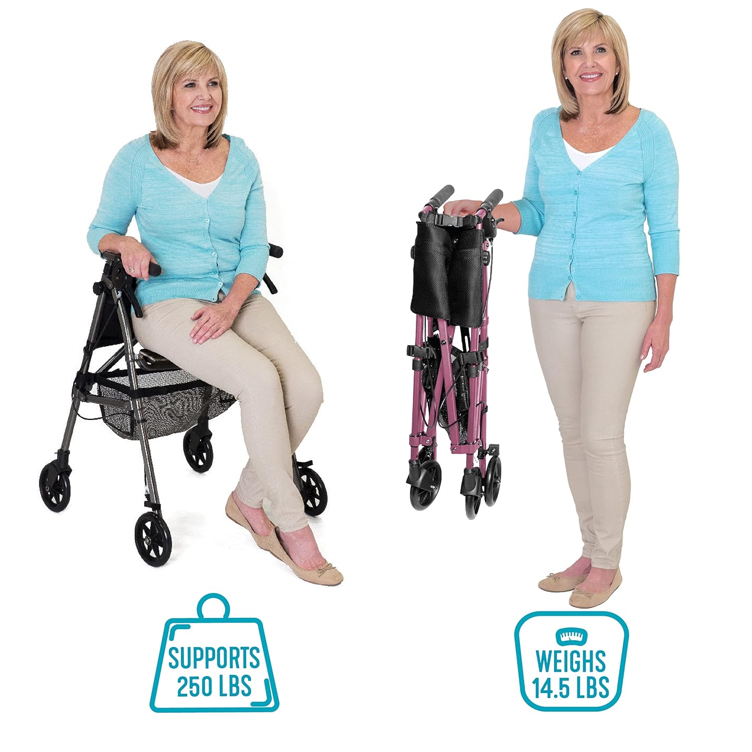 ez fold n go rollator regal rose each