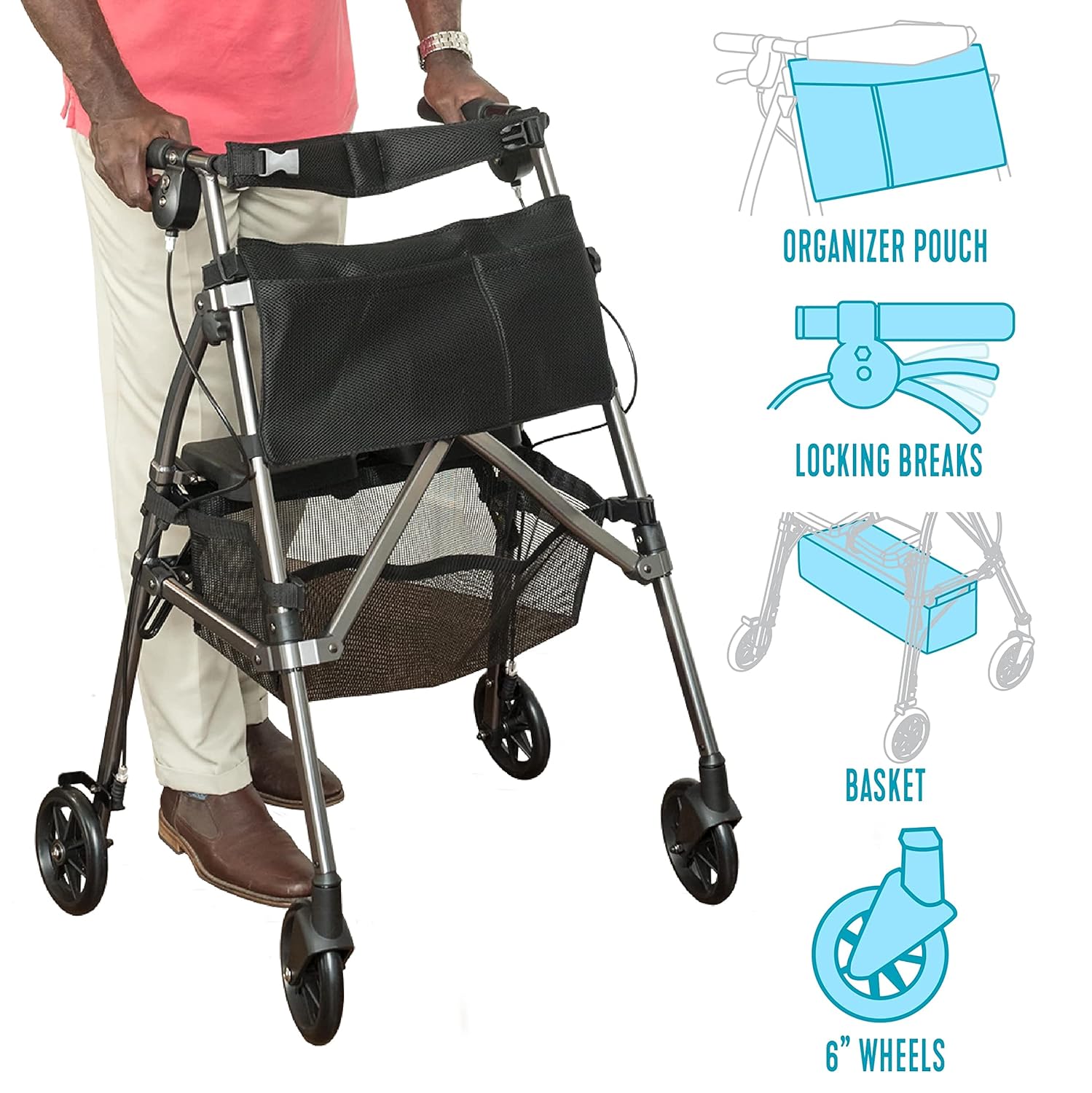 ez fold n go rollator regal rose each