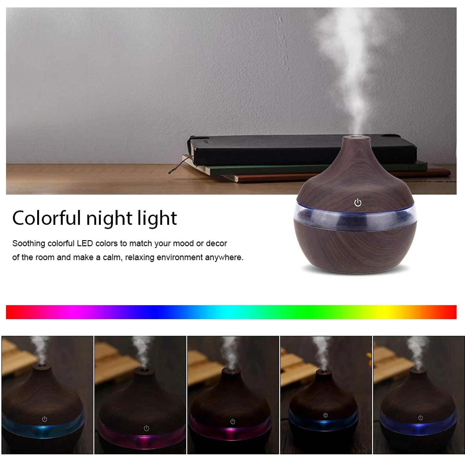 Summer Deals! Essential Oil Diffuser, 300Ml Small Cool Mist Humidifiers, Portable Mini Humidifier - 7 Colors LED Light Humidifiers for Bedroom,Home,Travel,Office,Spa,Yoga,Baby Room