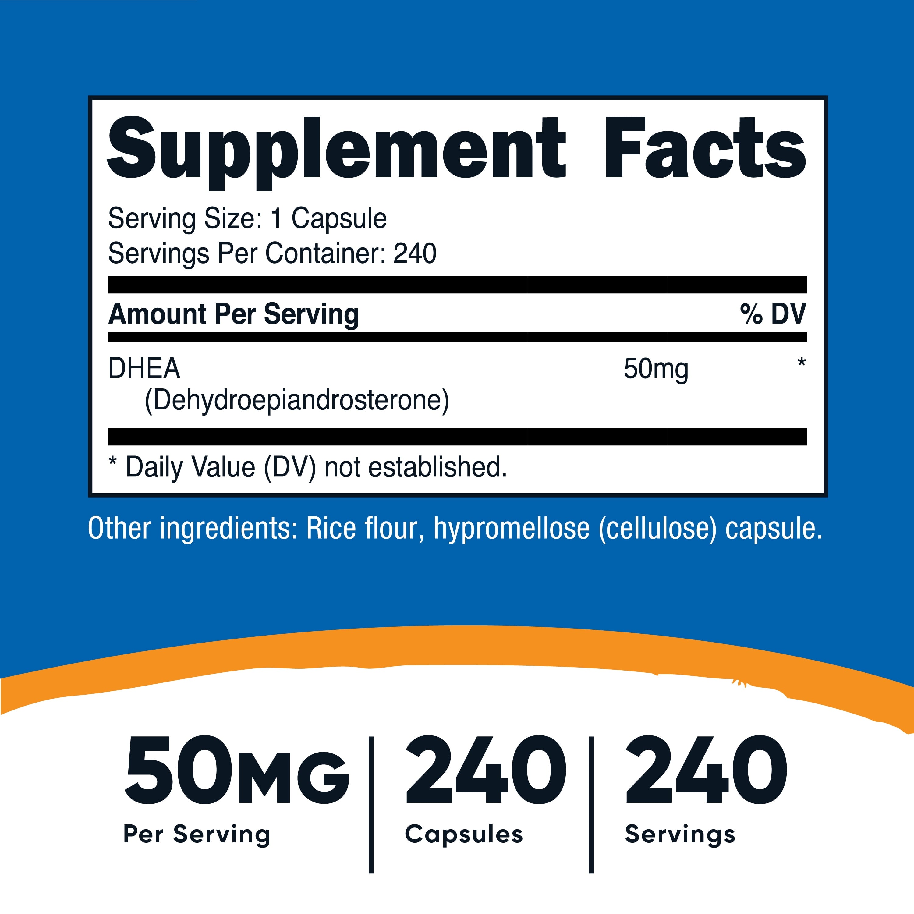 DHEA 50Mg, 240 Capsules - Gluten Free, Soy Free, Non-Gmo, Supplement