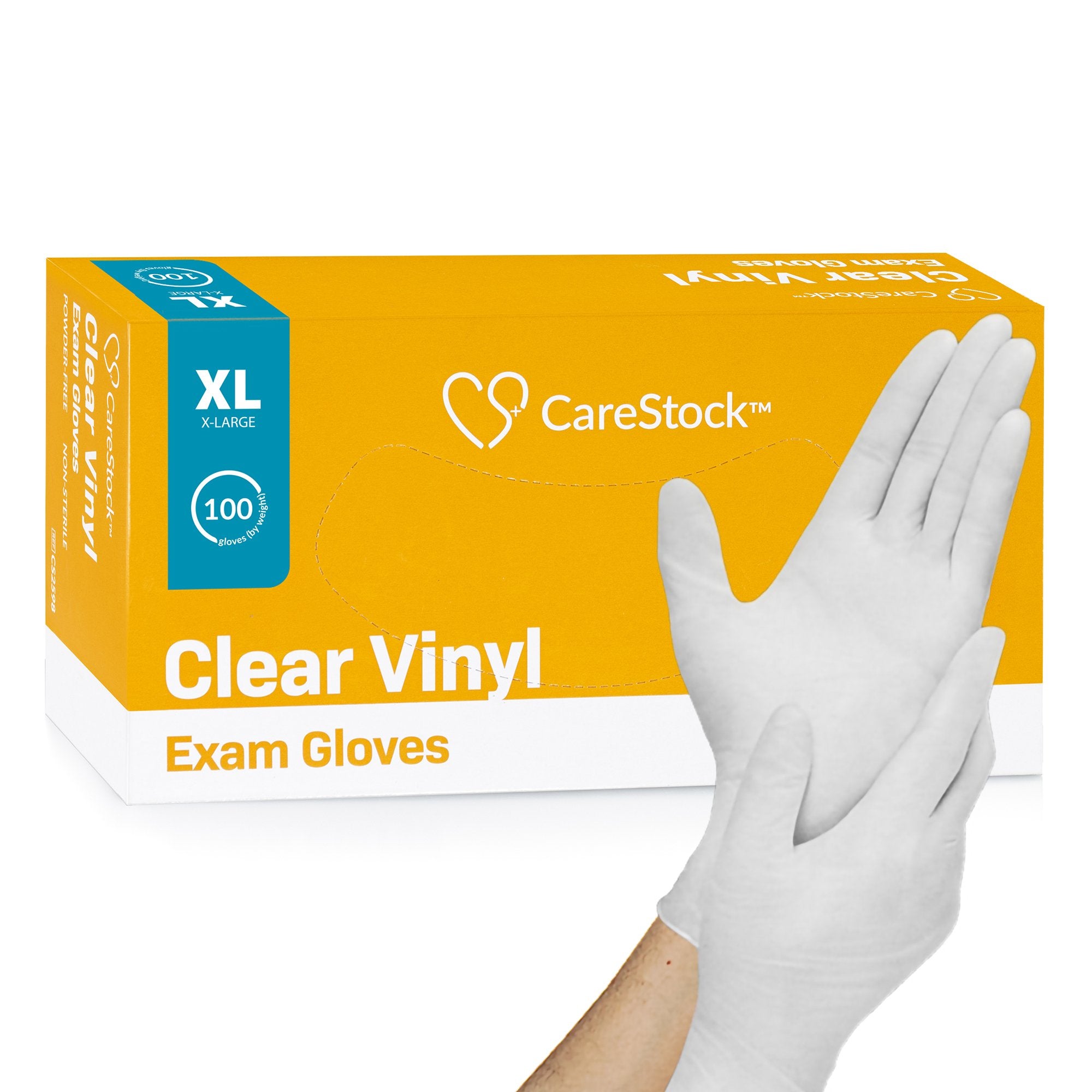 Exam Glove CareStock X-Large NonSterile Vinyl Standard Cuff Length Smooth Clear Not Rated, Packaging Type- Box