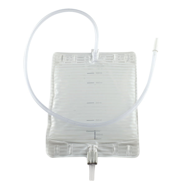Urinary Leg Bag Conveen Security+ Anti-Reflux Valve Sterile 1500 mL Polyethylene / Flocked | 10/Box 1,500 mL · Box of 10