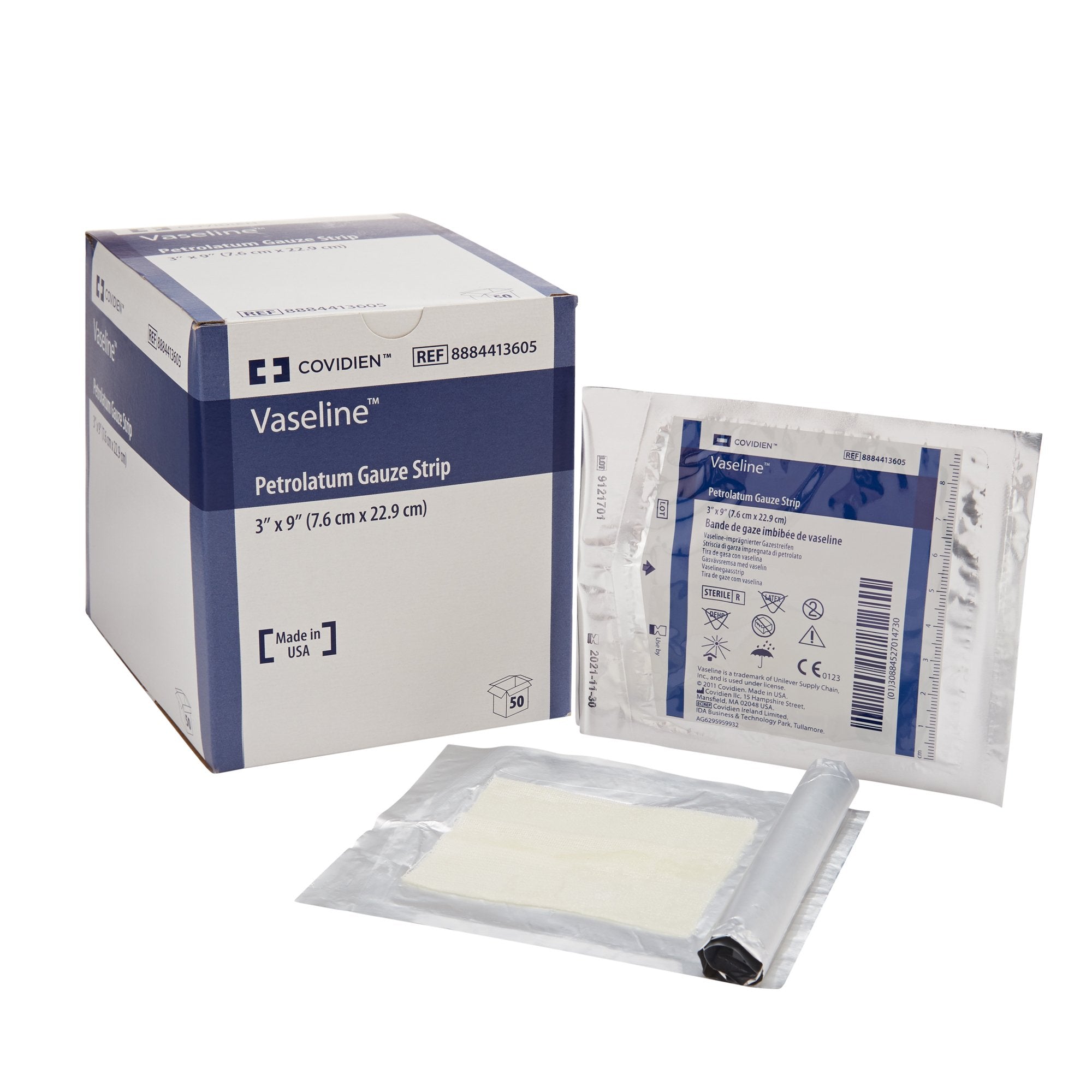 Petrolatum Impregnated Dressing Vaseline Rectangle 3 X 9 Inch Sterile