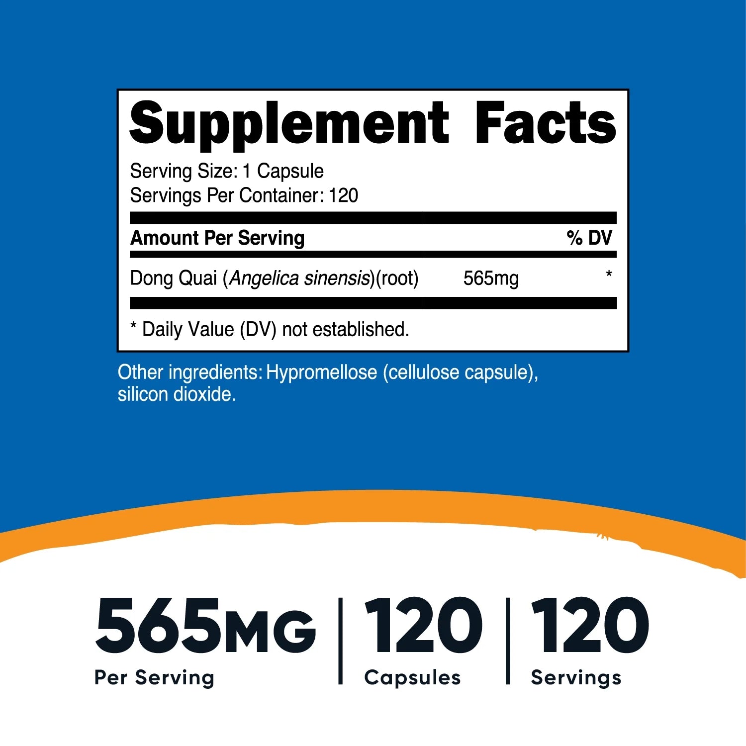 Dong Quai 565Mg, 120 Capsules - Vegetarian Capsules - Angelica Sinensis Supplement