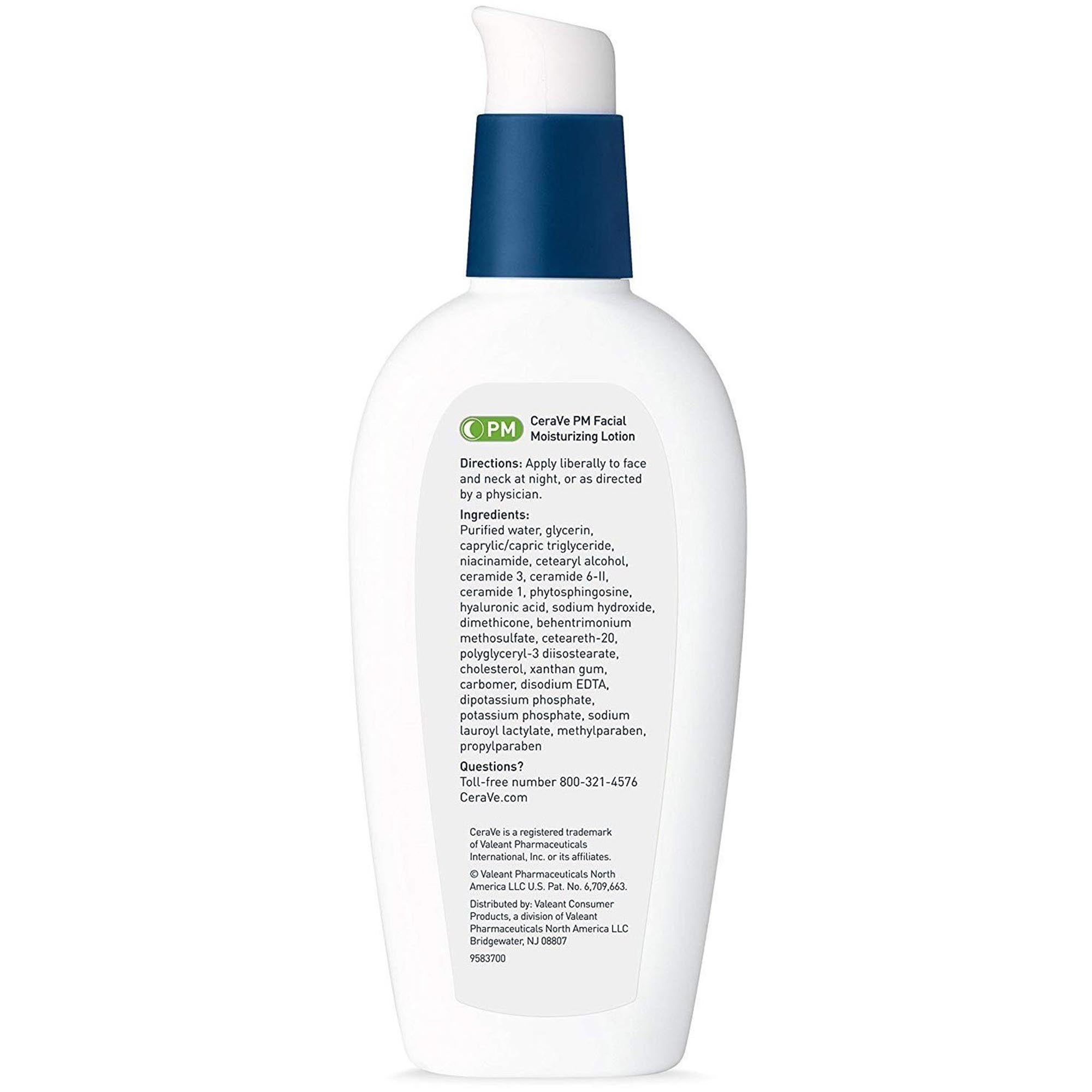 facial moisturizer cerave pm 3 oz pump bottle unscented lotion